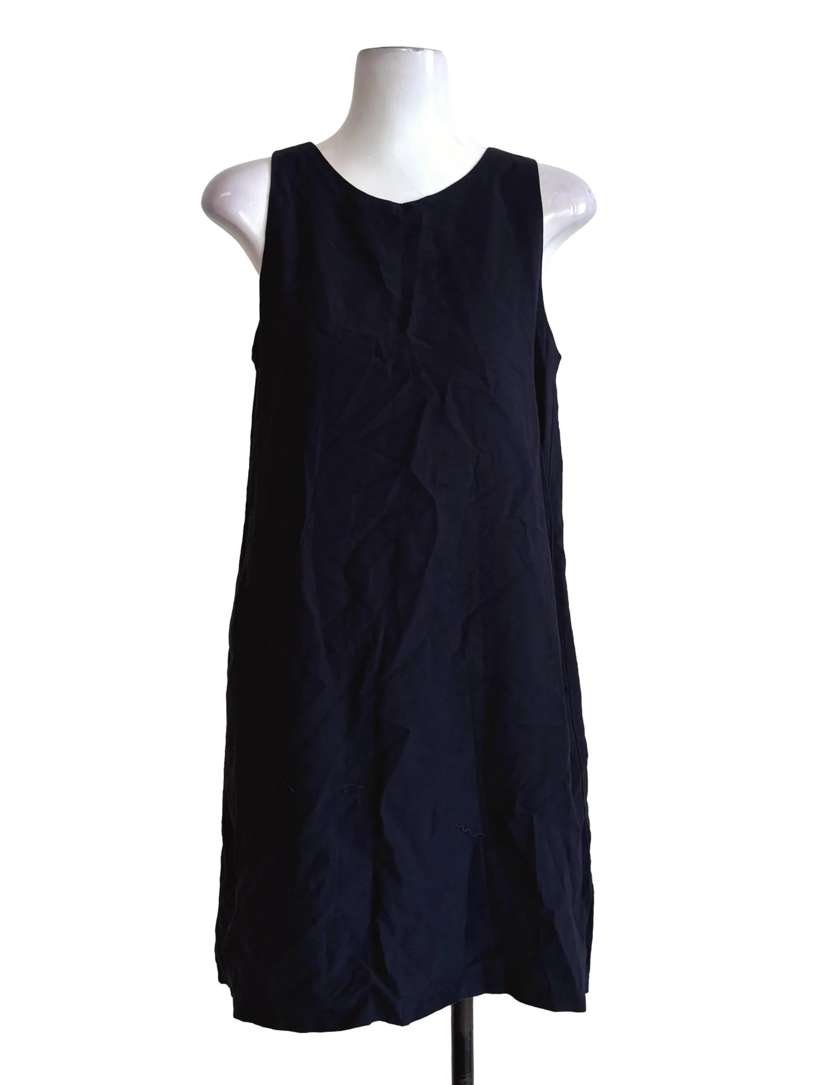 Navy Blue Sleeveless Round Neck Dress