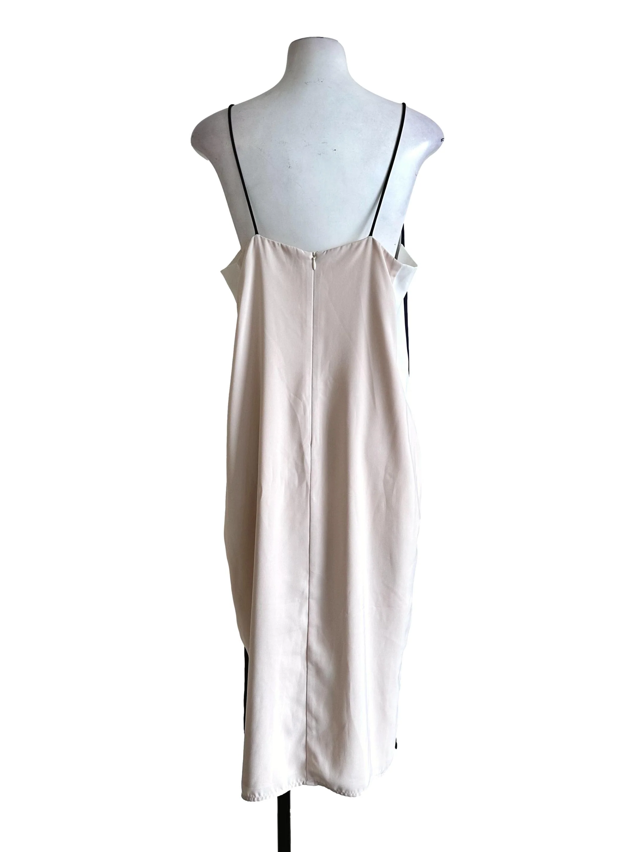 Navy Blue Colourblock Spaghetti Strap Midi Dress LB - Image 2