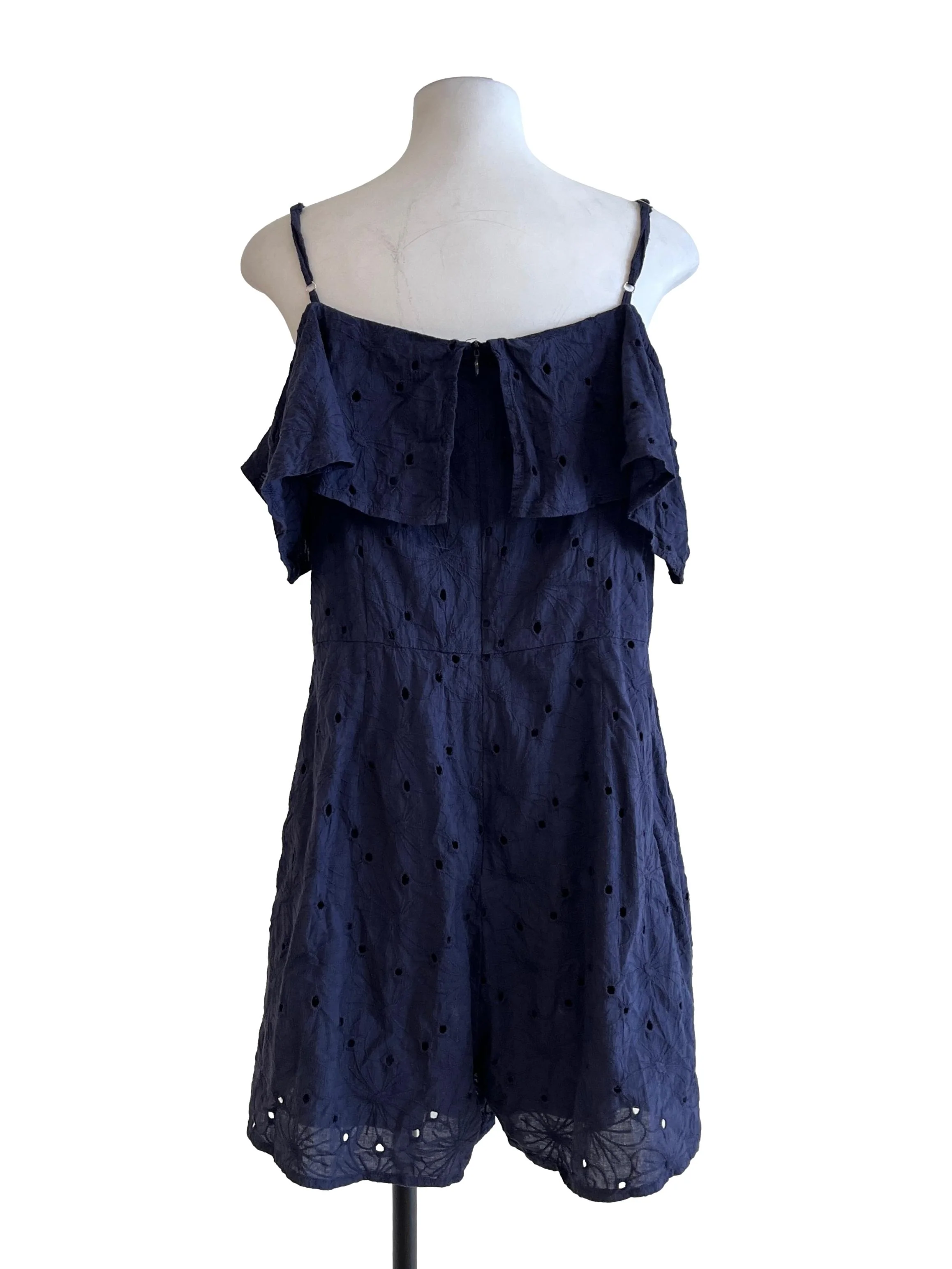 Navy Blue Square Sleeveless Romper - Image 2