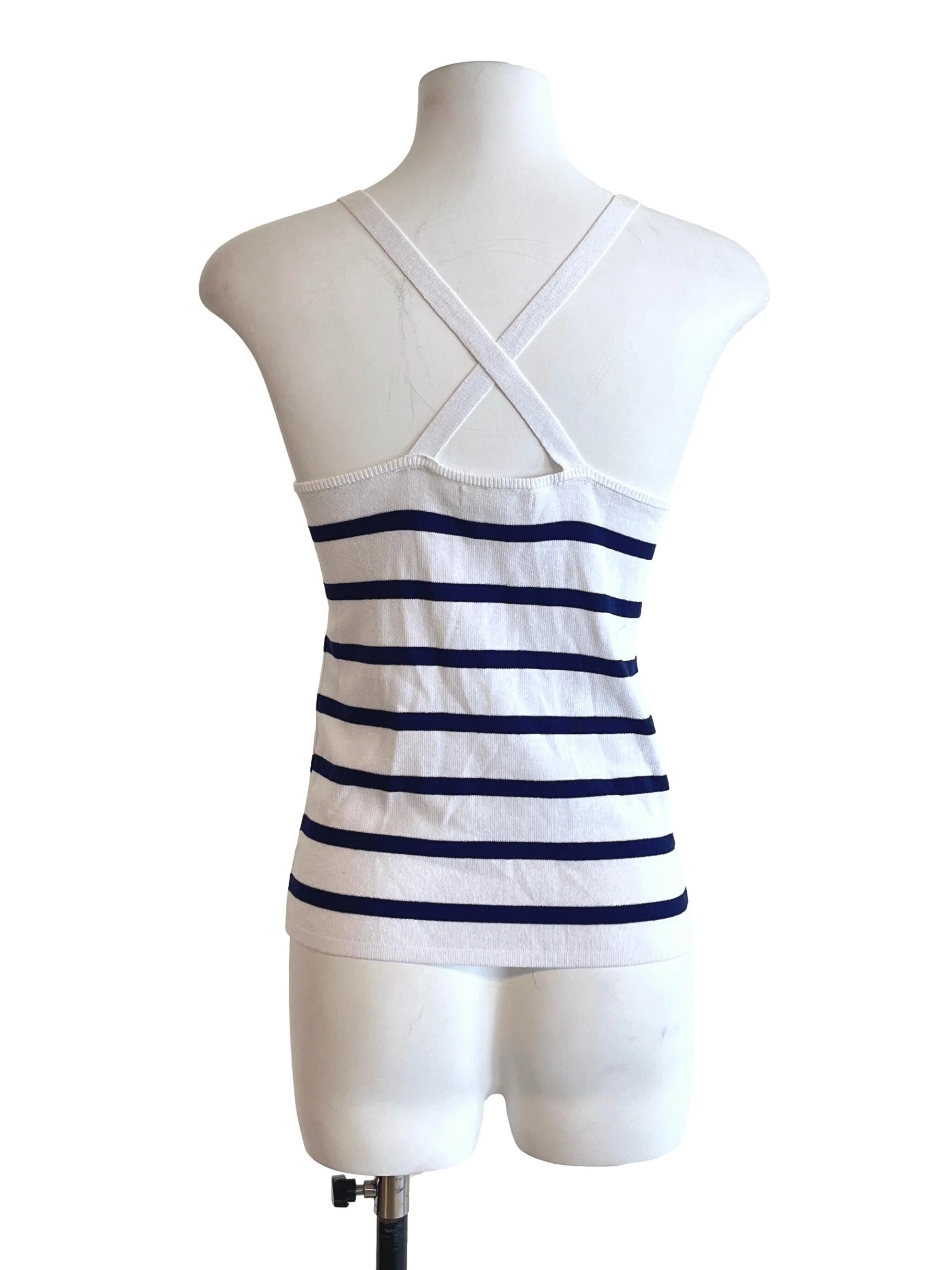 Navy Blue Stripes Sleeveless Top TWL - Image 2