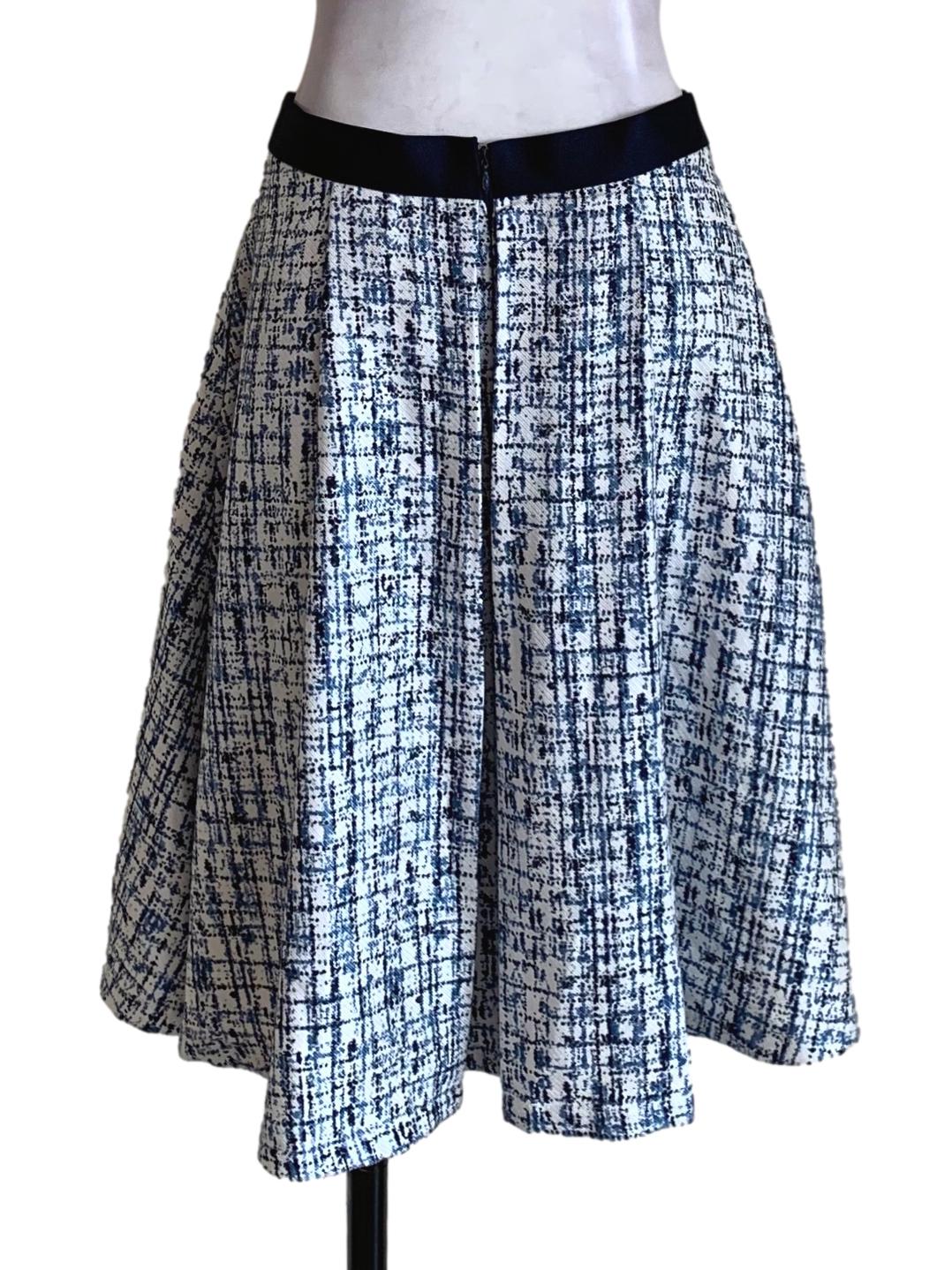 Navy Blue Tartan A-Line Skirt - Image 2