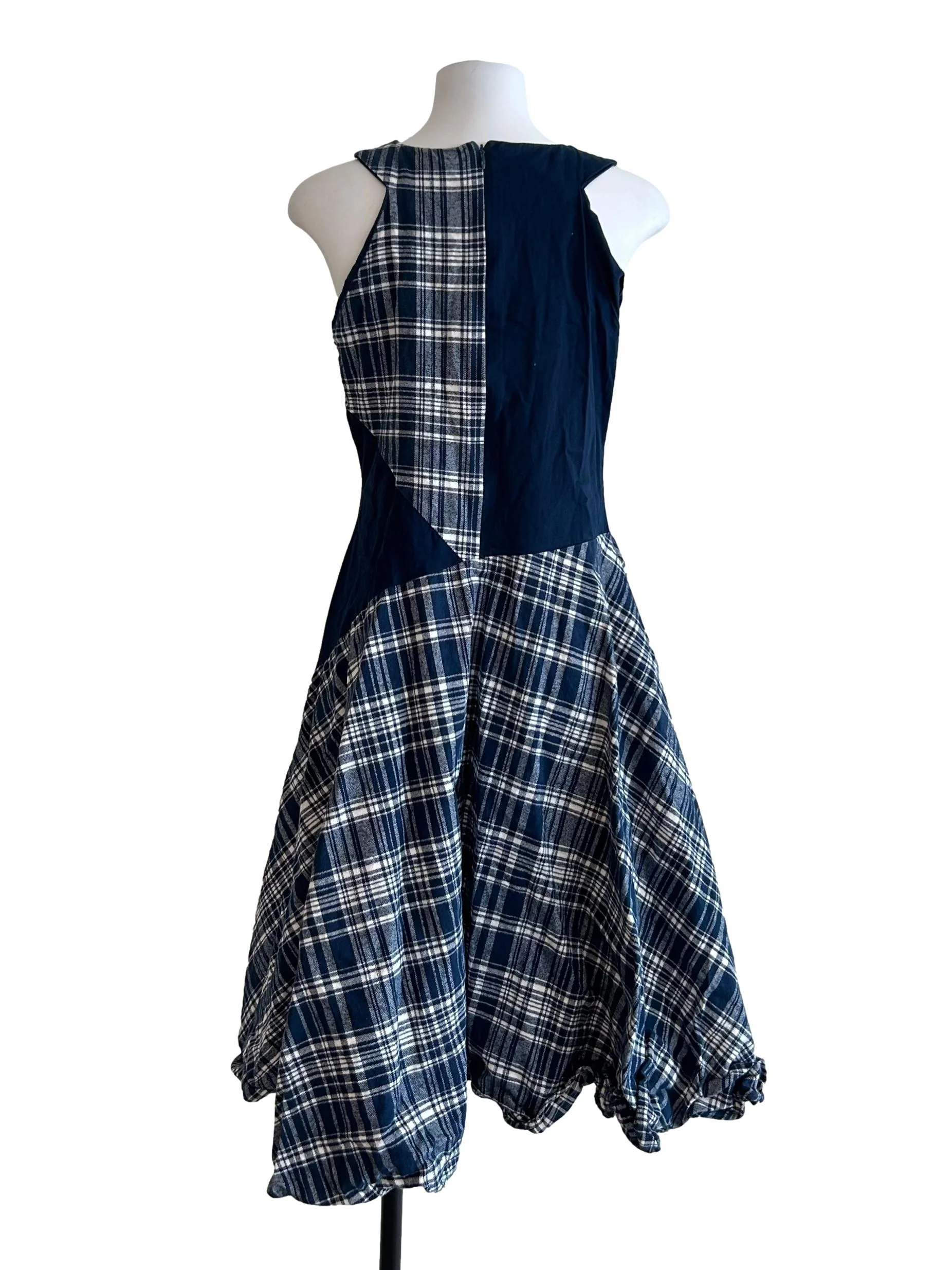 Navy Blue Tartan Print Dress - Image 2