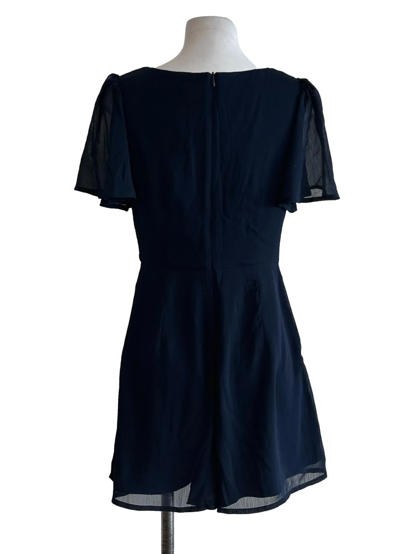 Navy Blue Textured Chiffon Romper - Image 2