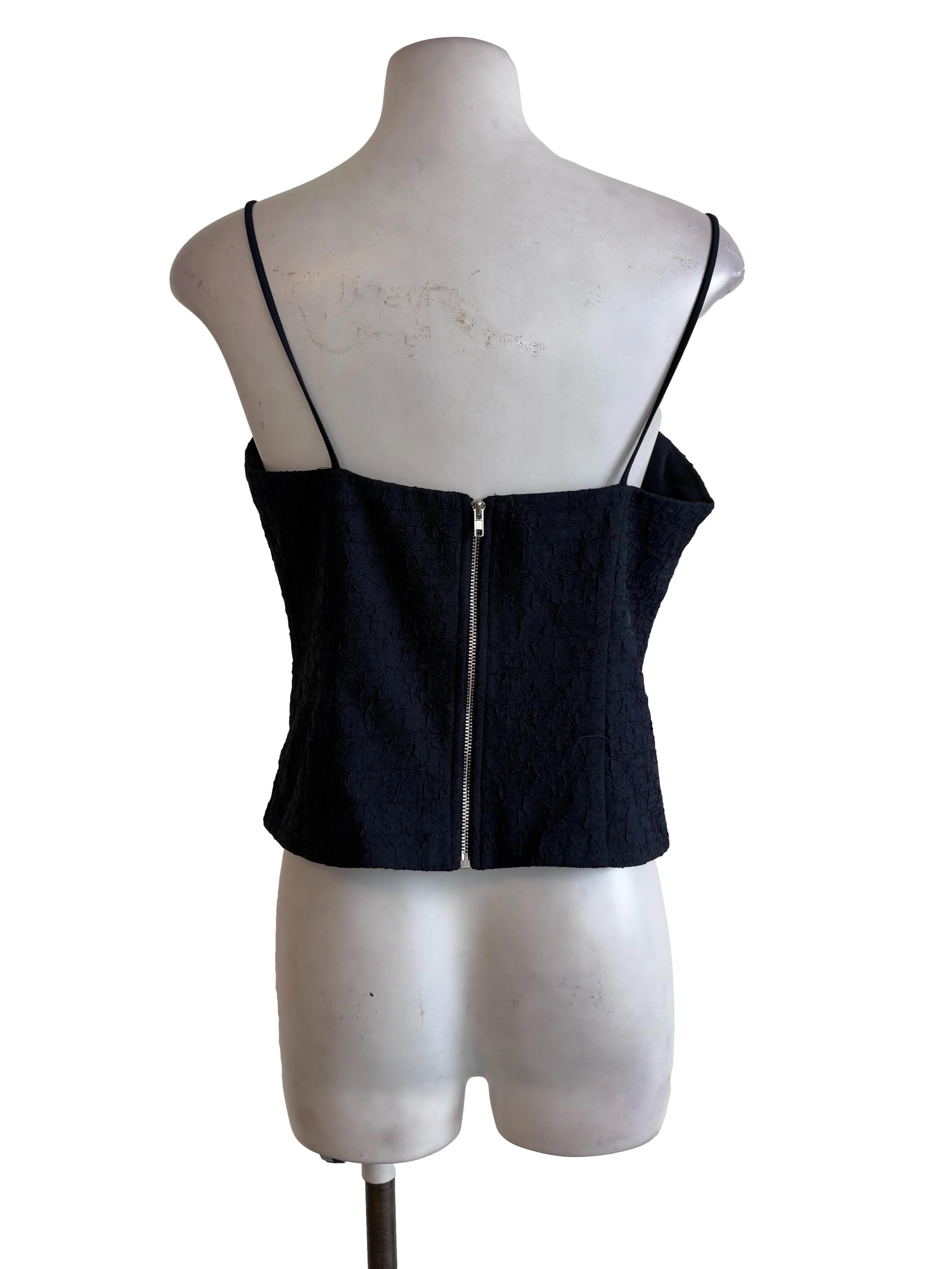 Navy Blue Textured Crop Top - Image 2