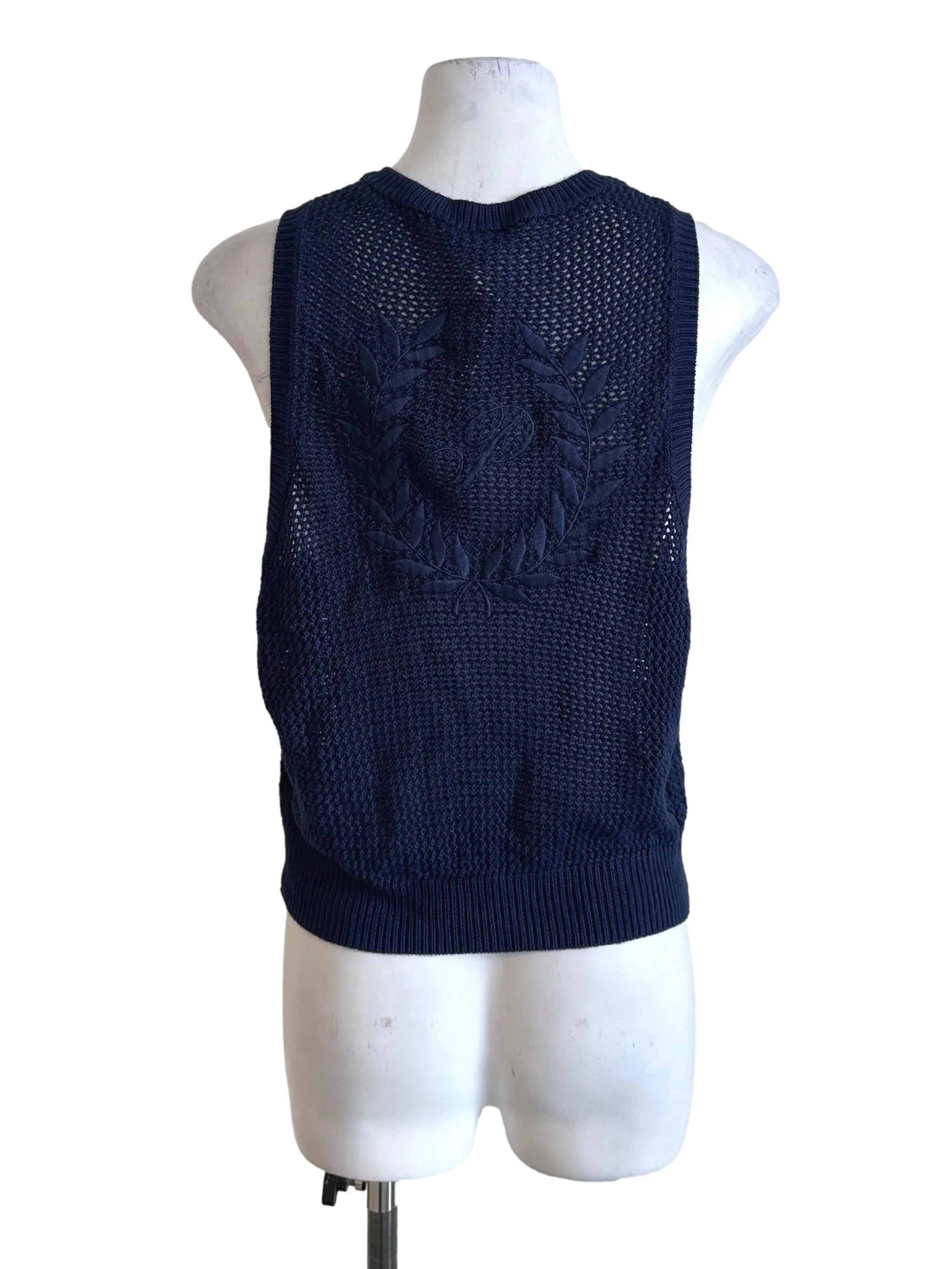 Navy Blue V Neck Knit Top - Image 2