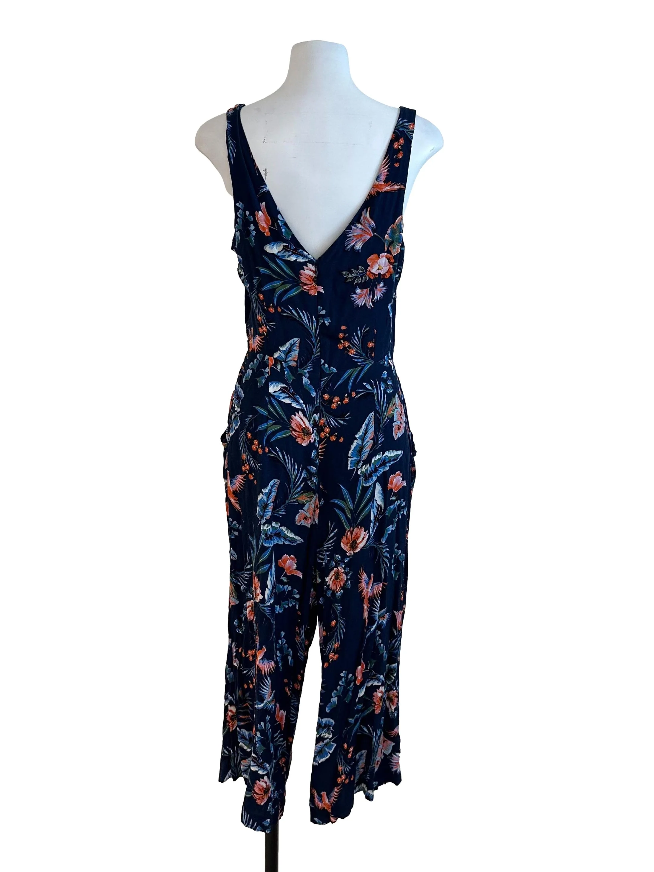Navy Blue Pattern Cutout Jumpsuit - Image 2