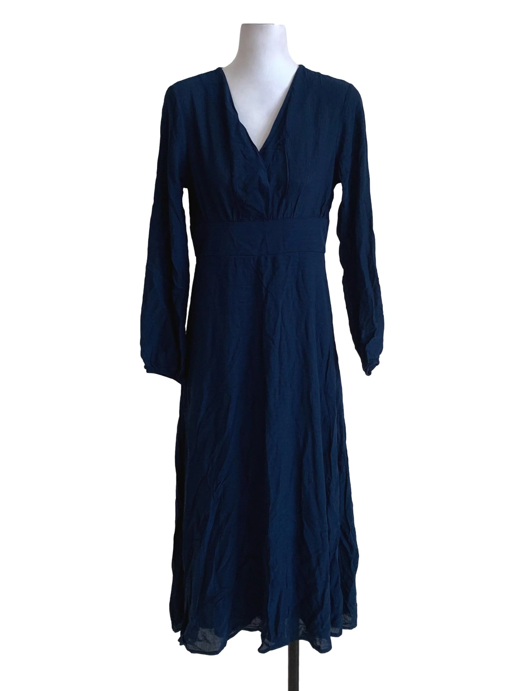 Navy Blue V-Neckline Empire Dress