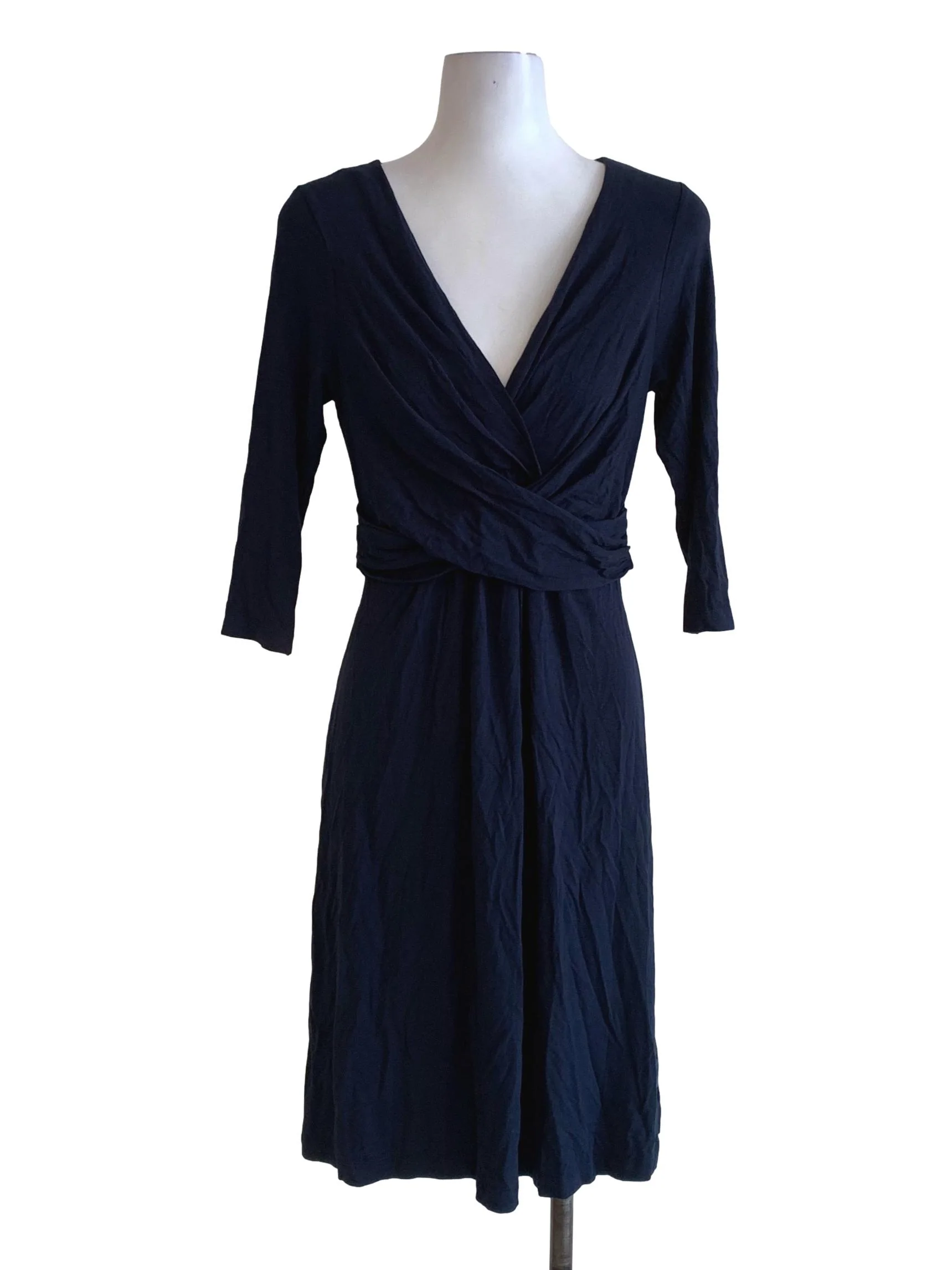 Navy Blue V-Neckline Empire Dress
