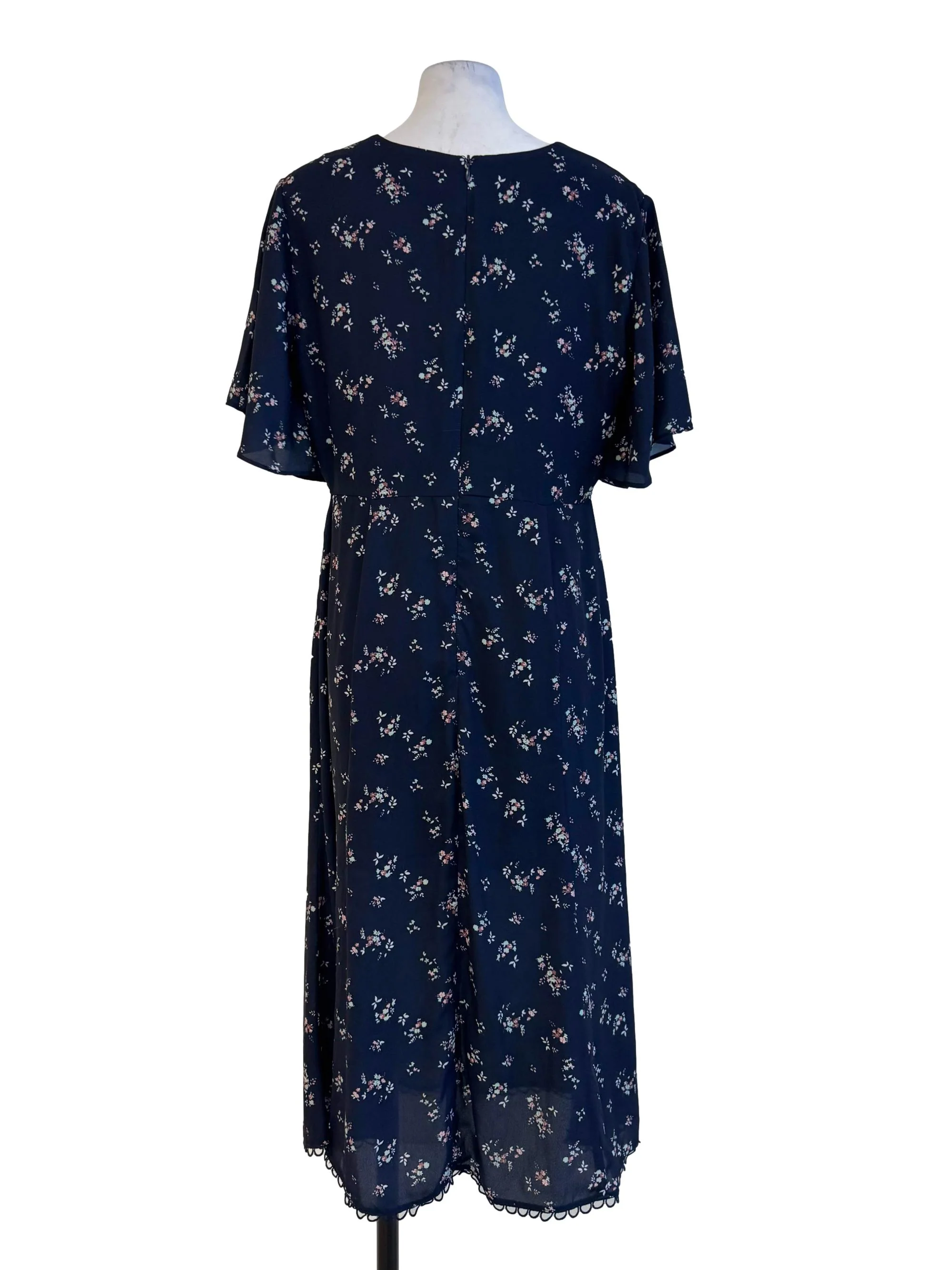 Navy Blue With Floral Prints Dress - Image 2