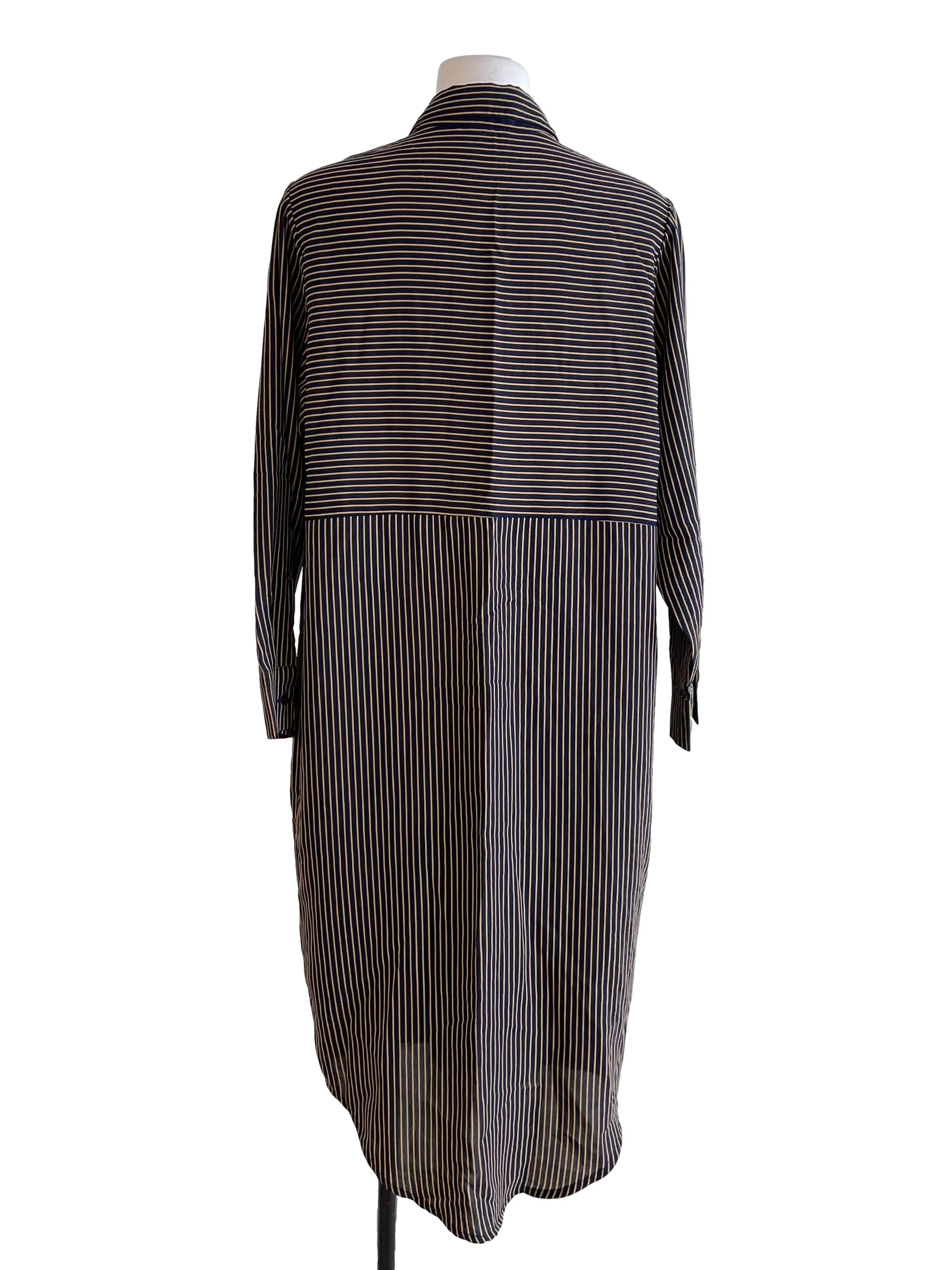 Navy Candy Stripe Shirt Dress - Image 2