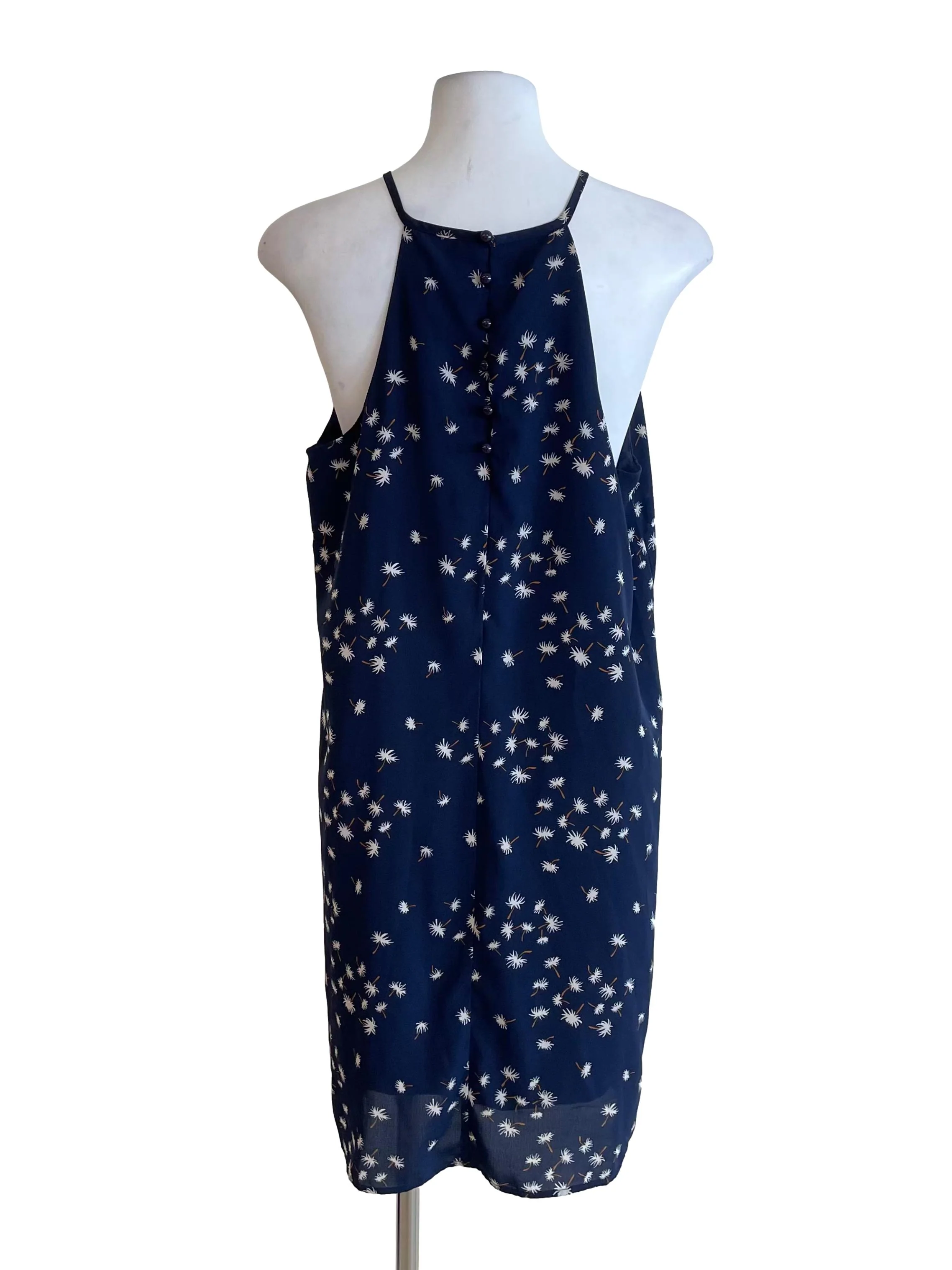 Navy Floral Halter Neck Dress - Image 2