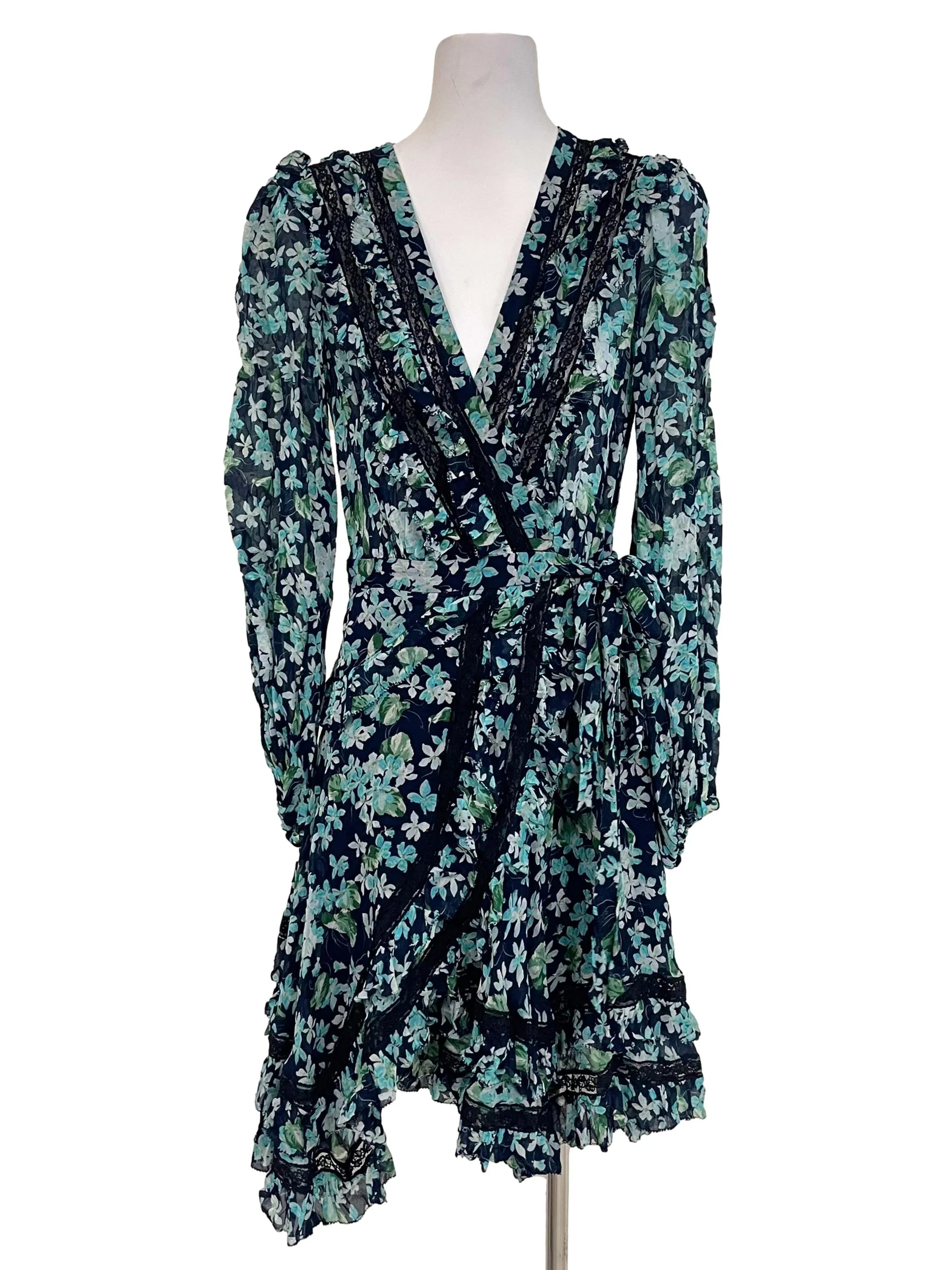 Blue Meadow Floral Moncur Wrap Mini Dress