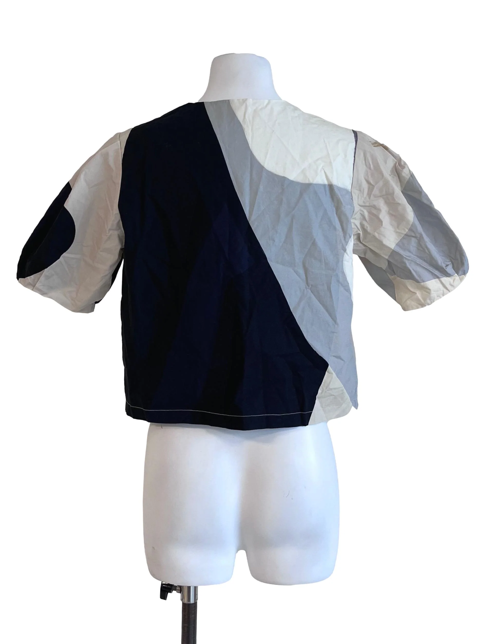 Navy Print A Place To Be V-Neck Cotton Top OSN - Image 2