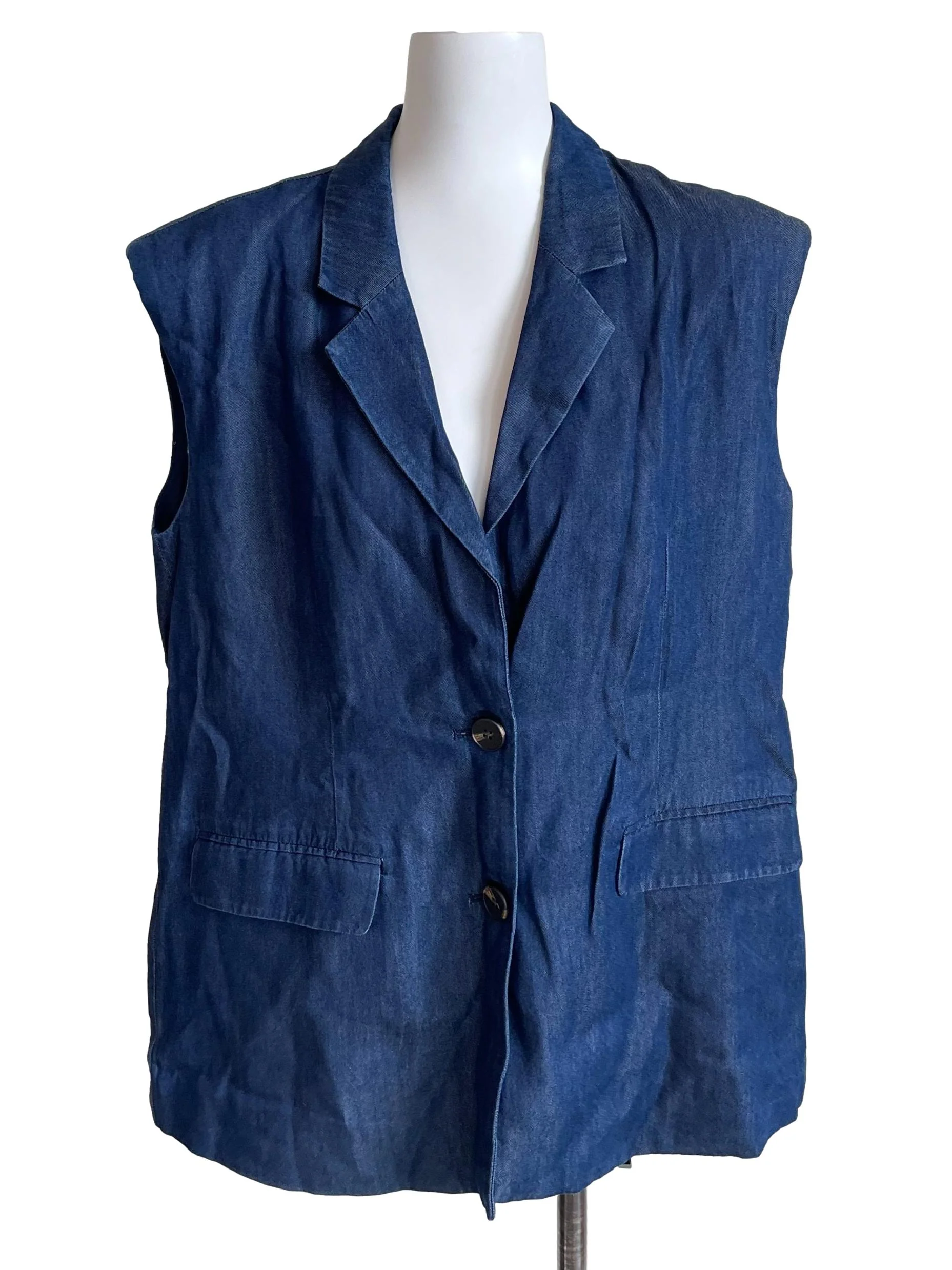 Navy Sleeveless Wide Vest