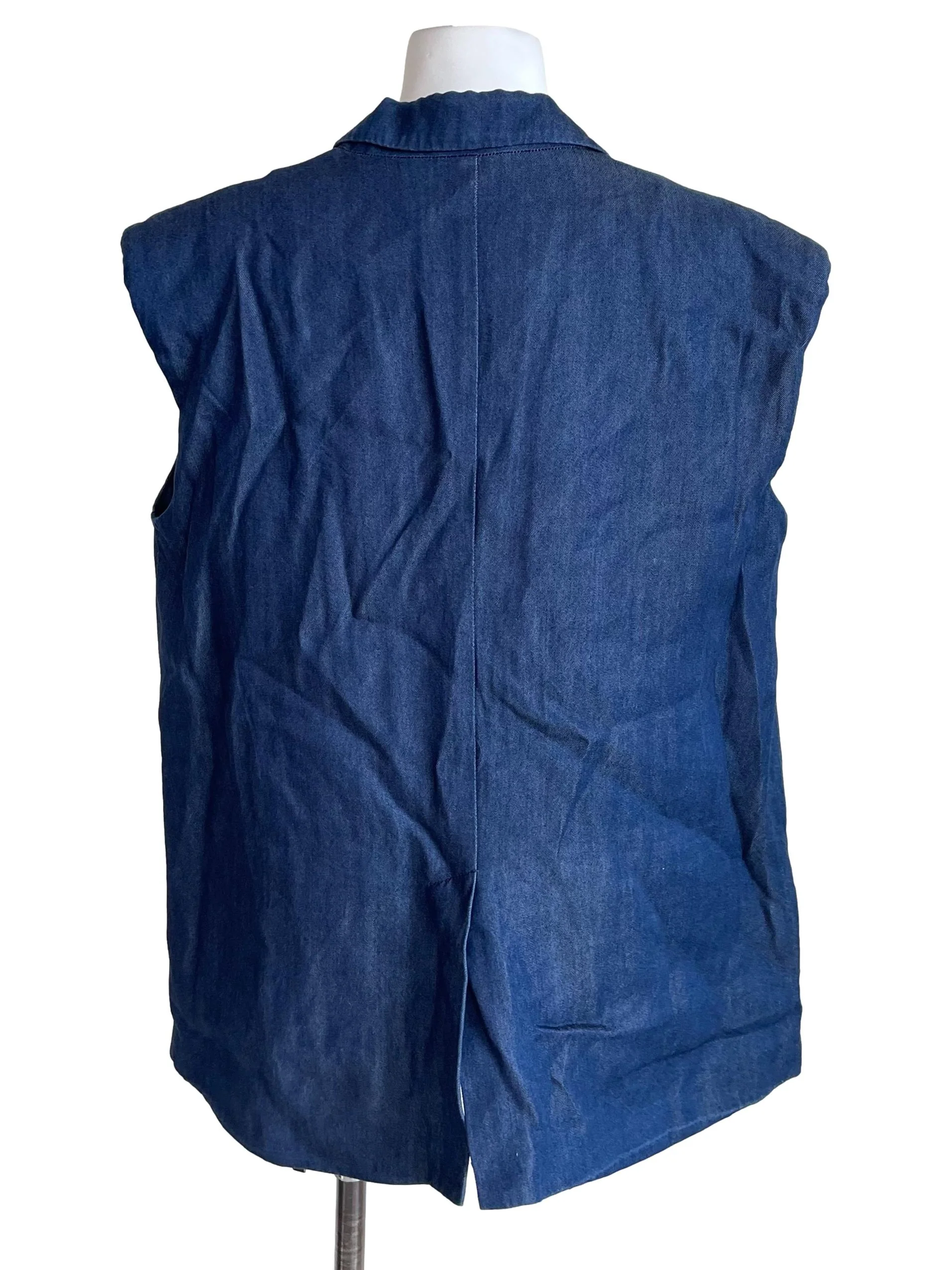 Navy Sleeveless Wide Vest - Image 2