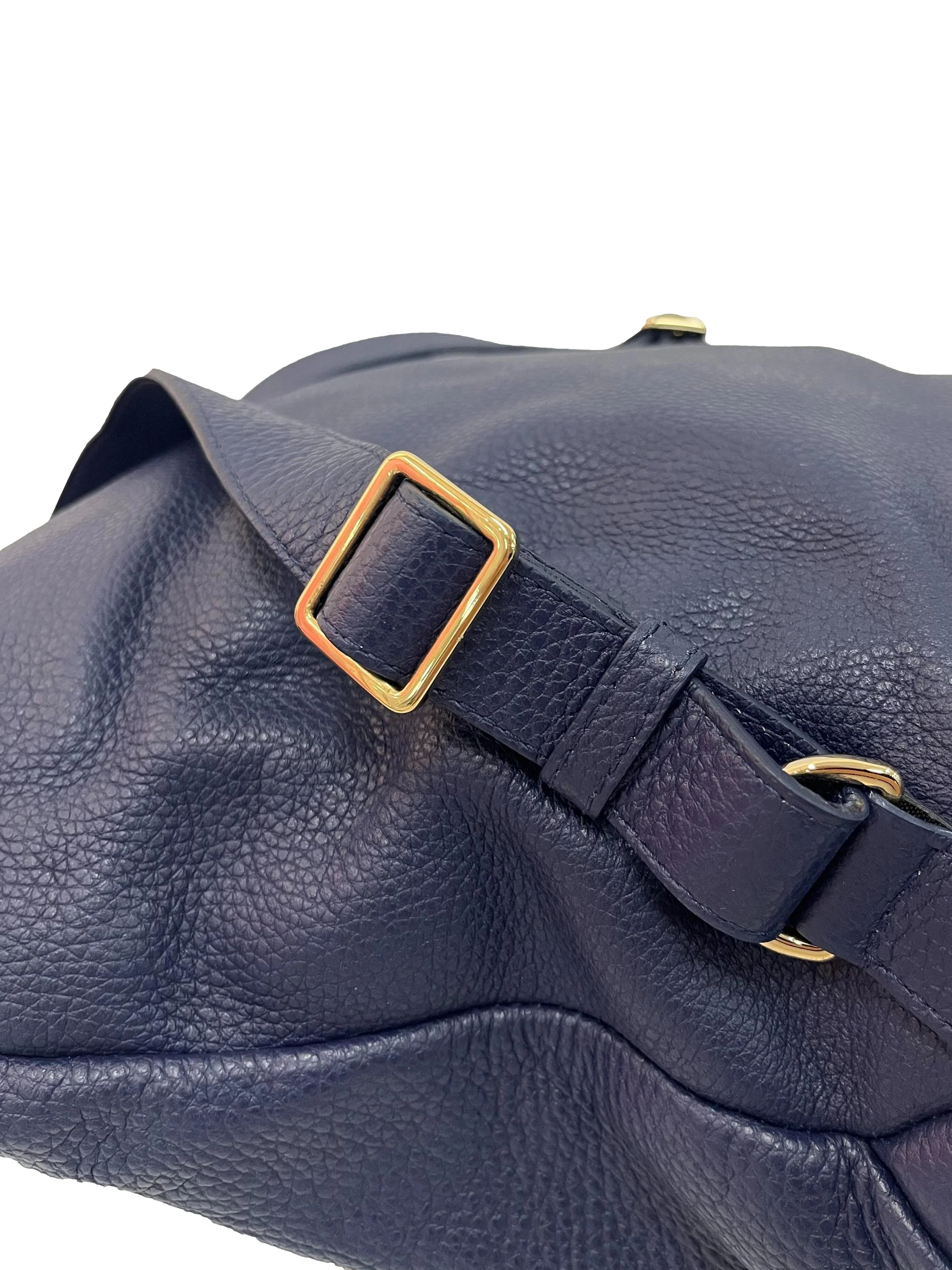 Navy Textured Grain Leather Backpack - Image 6