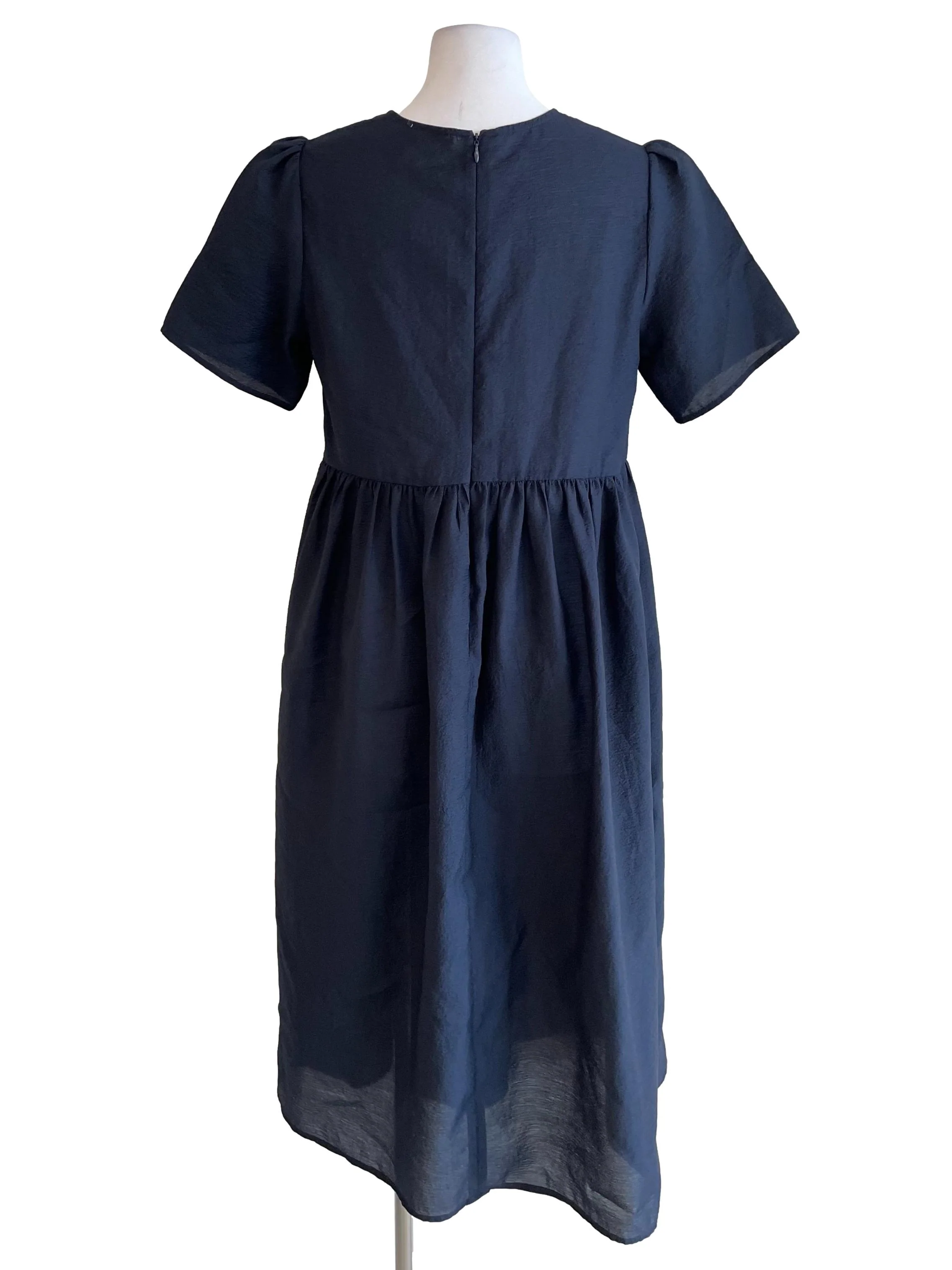 Navy Textured Organza Midi Dress OSN - Image 2