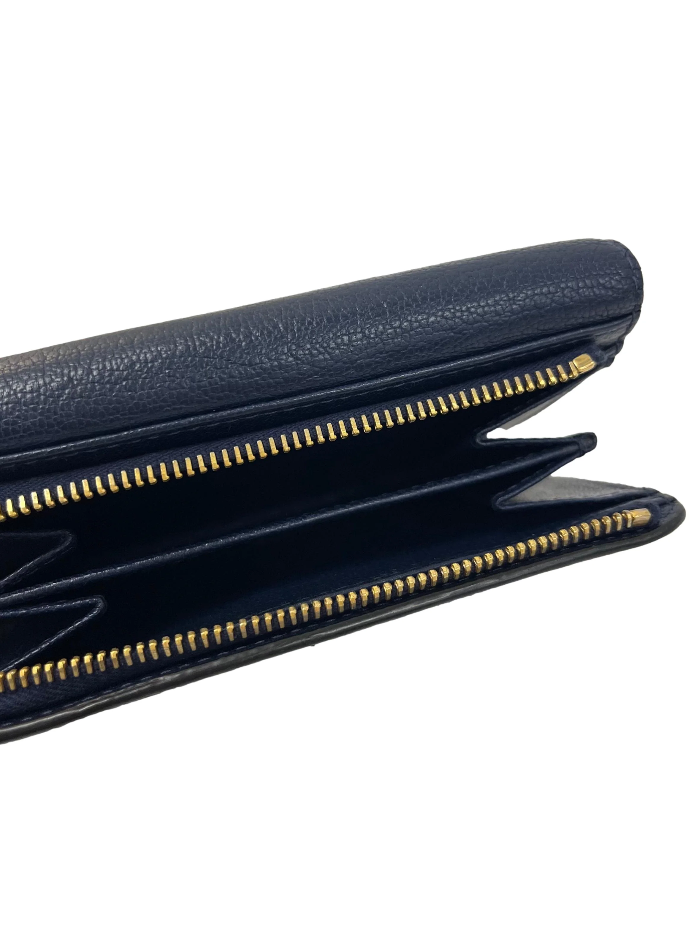 Navy Blue Madras Compact Leather Wallet - Image 9