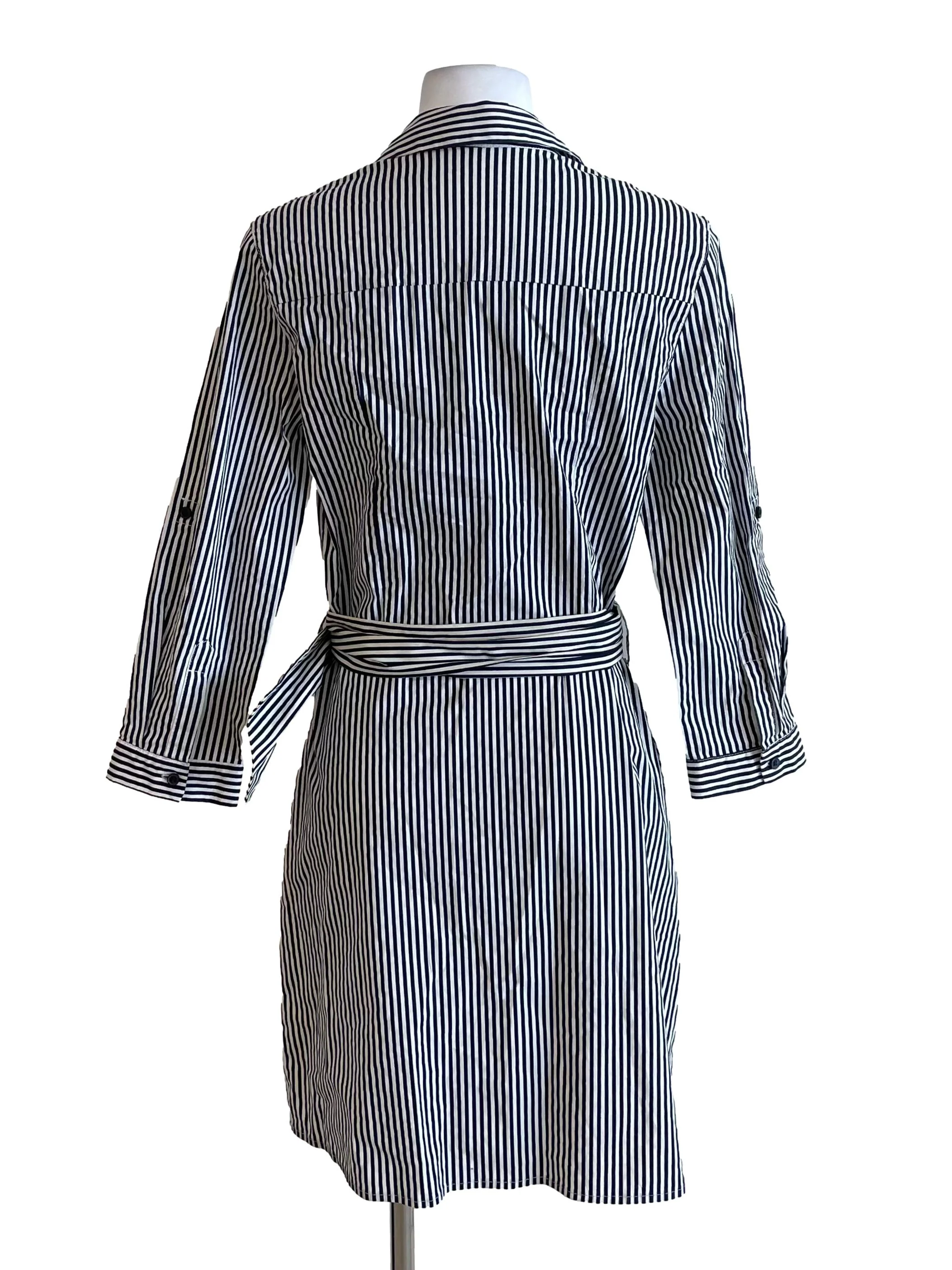 Navy & White Bengal Stripe Shirt Dress - Image 2