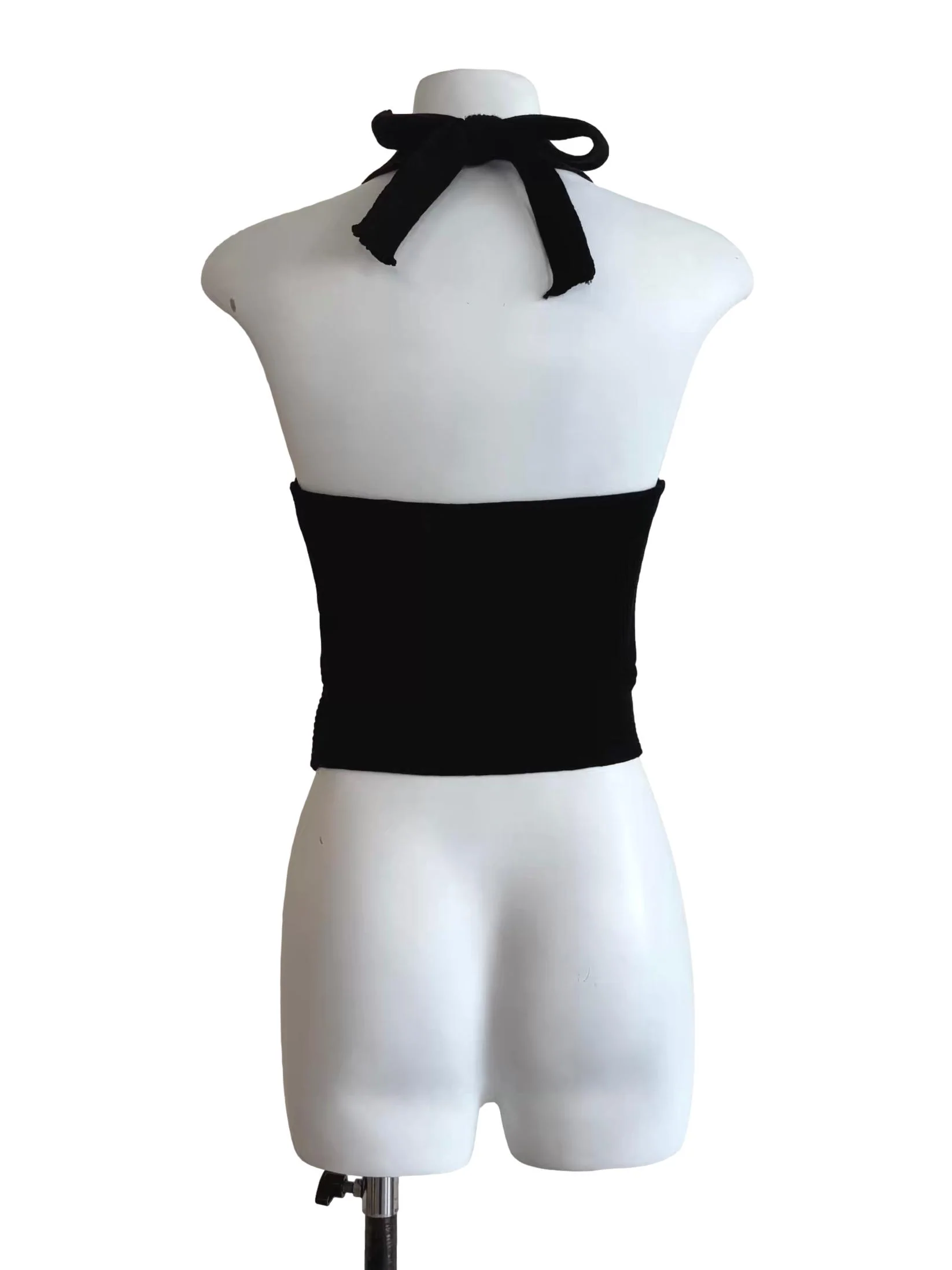 Night Black Halter Knit Top - Image 2