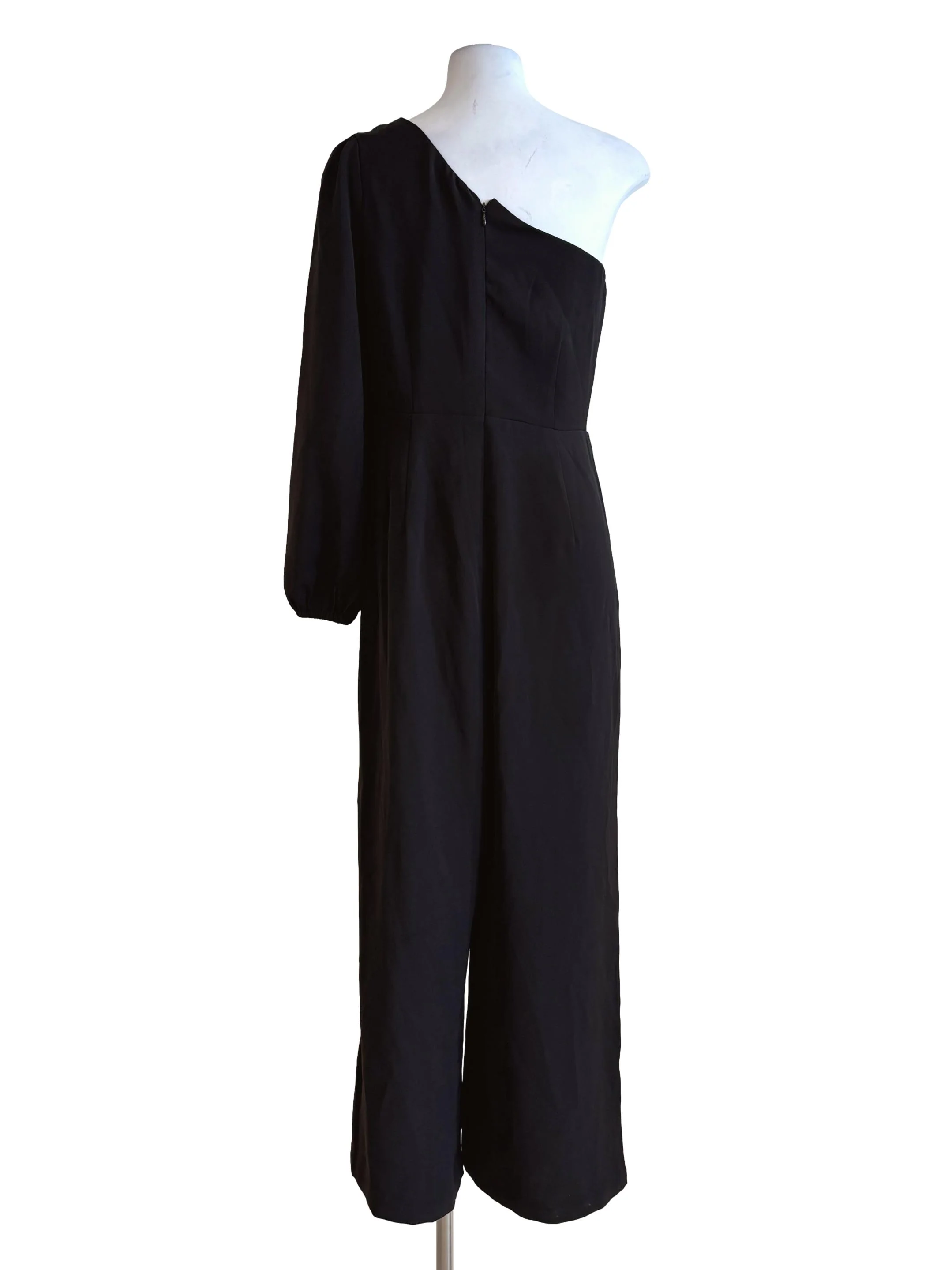 Night Black One Shoulder Asymmetrical Jumpsuit - Image 2
