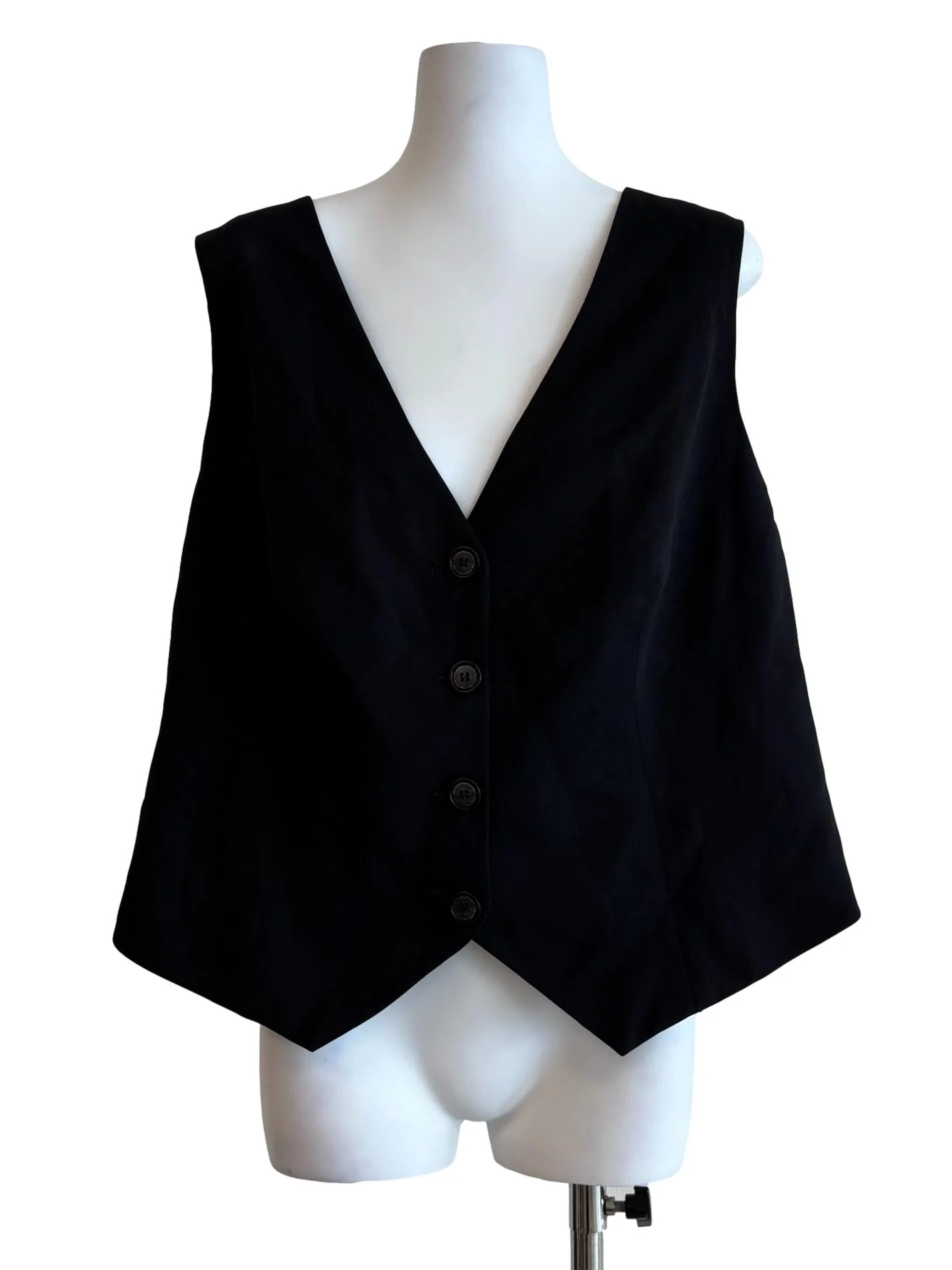 Night Black V-Neck Vest Top