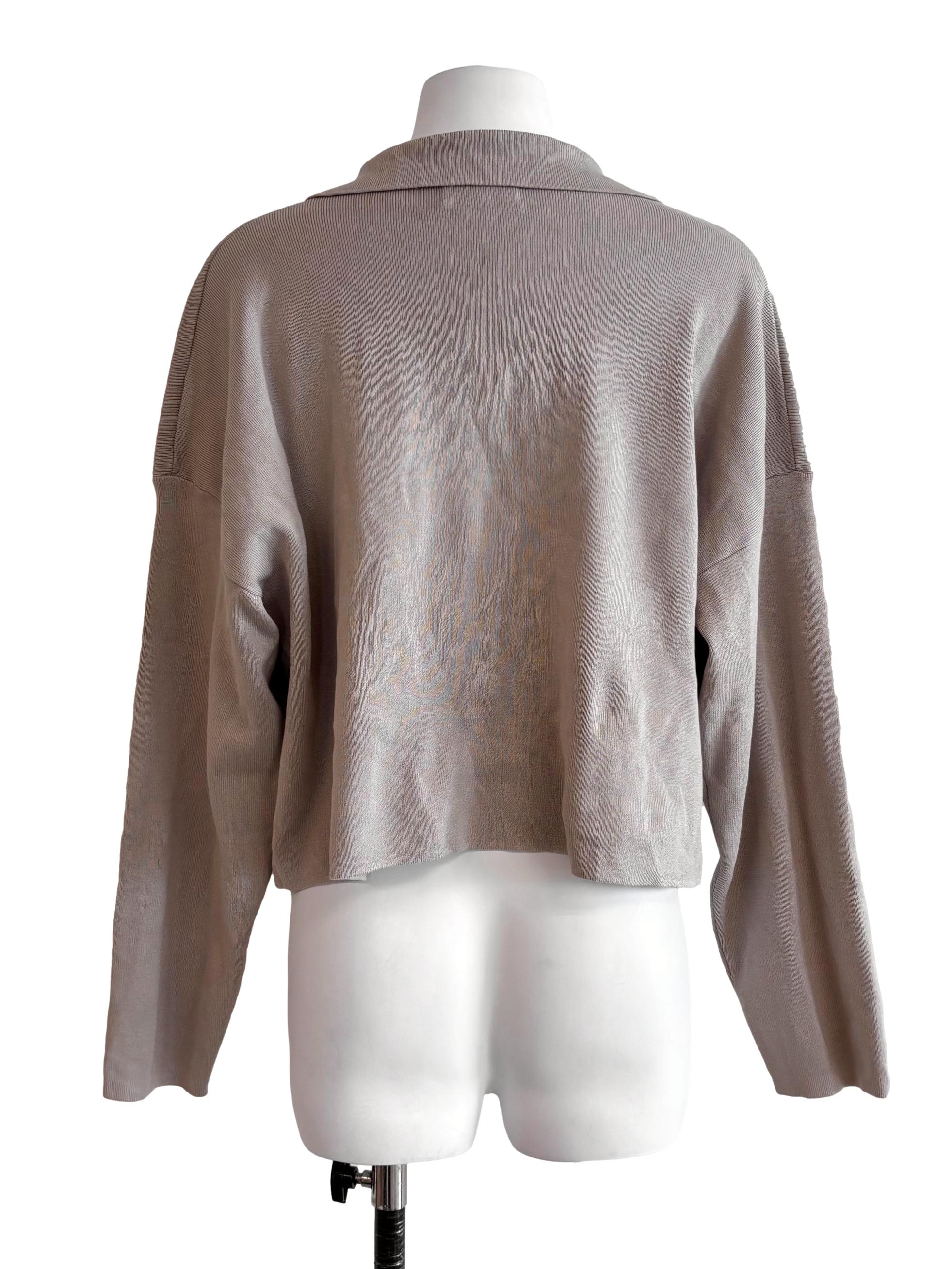 Nude Beige Collared Knit Top - Image 2