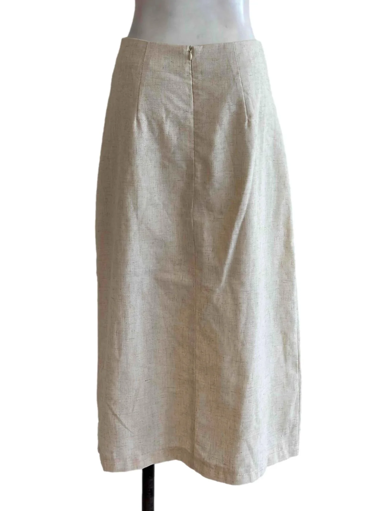Nude Beige Linen Slit Skirt - Image 2