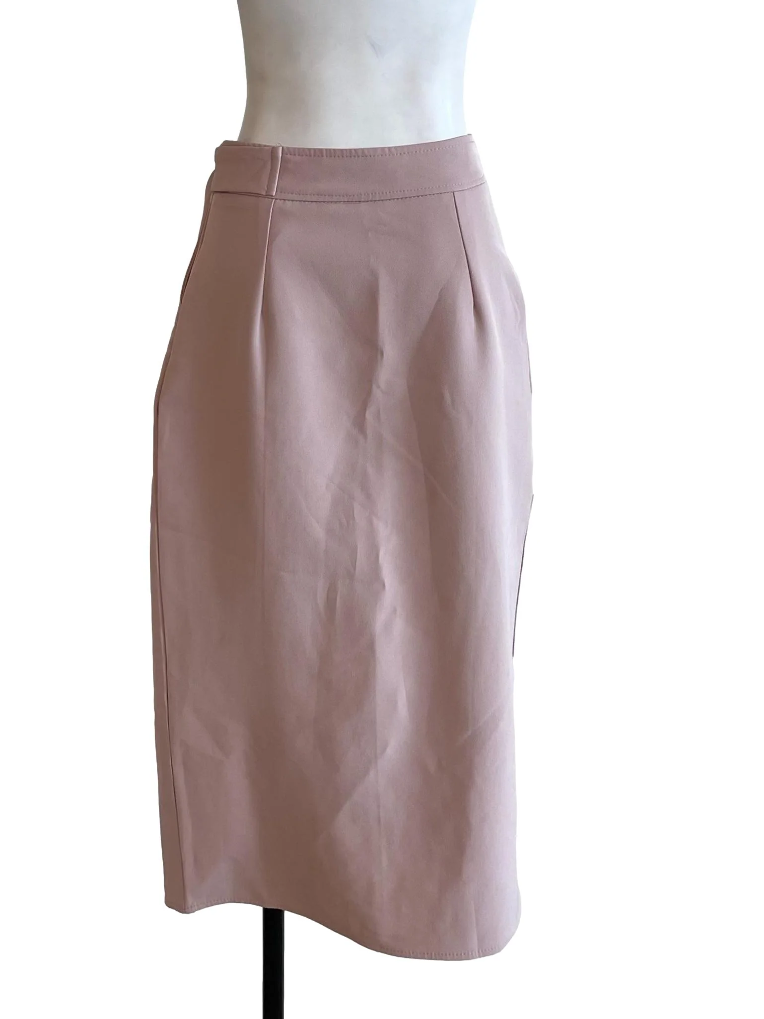 Nude Pink Buckled Pencil Skirt - Image 2
