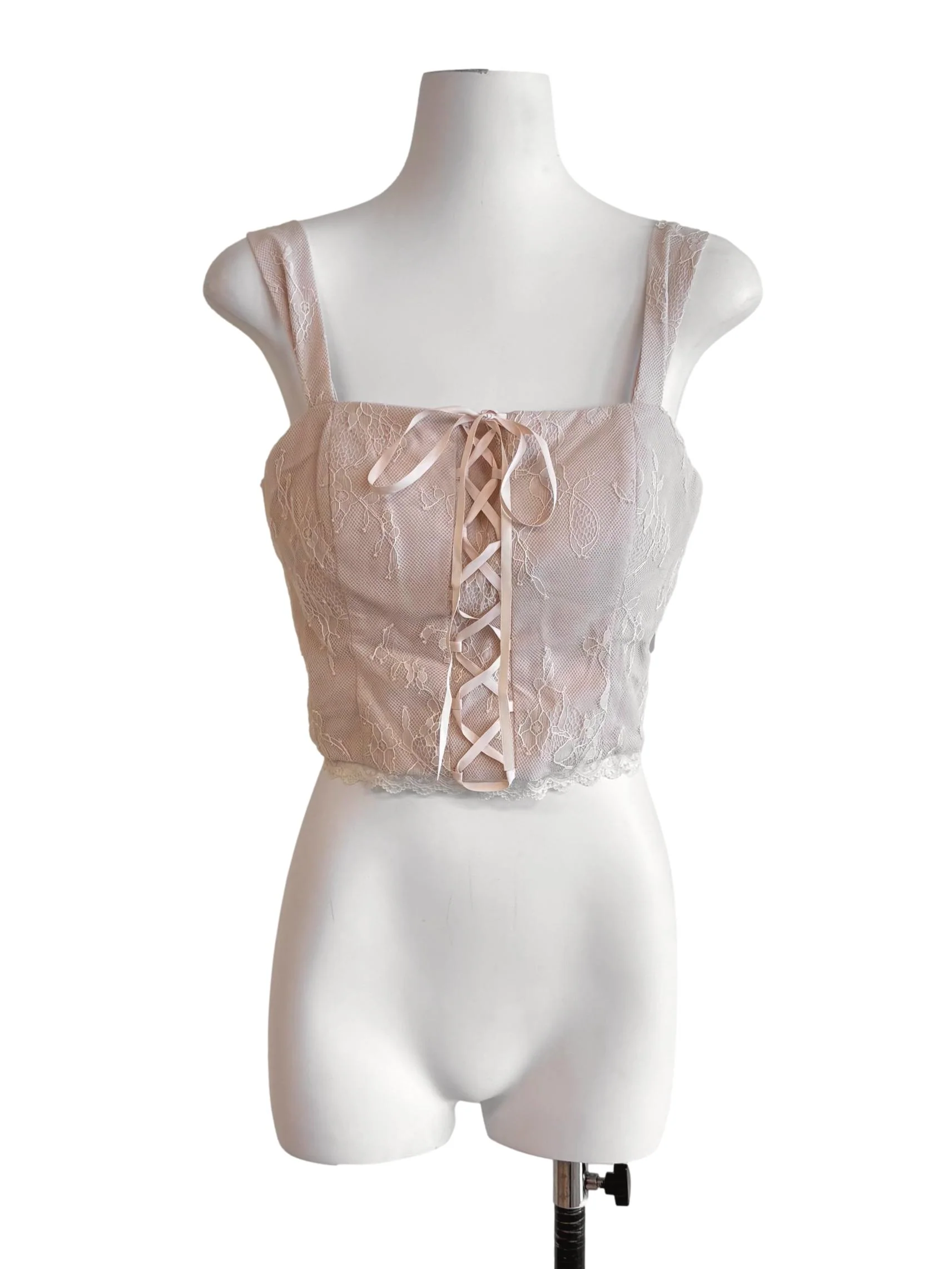 Nude Pink Corset Lace Top