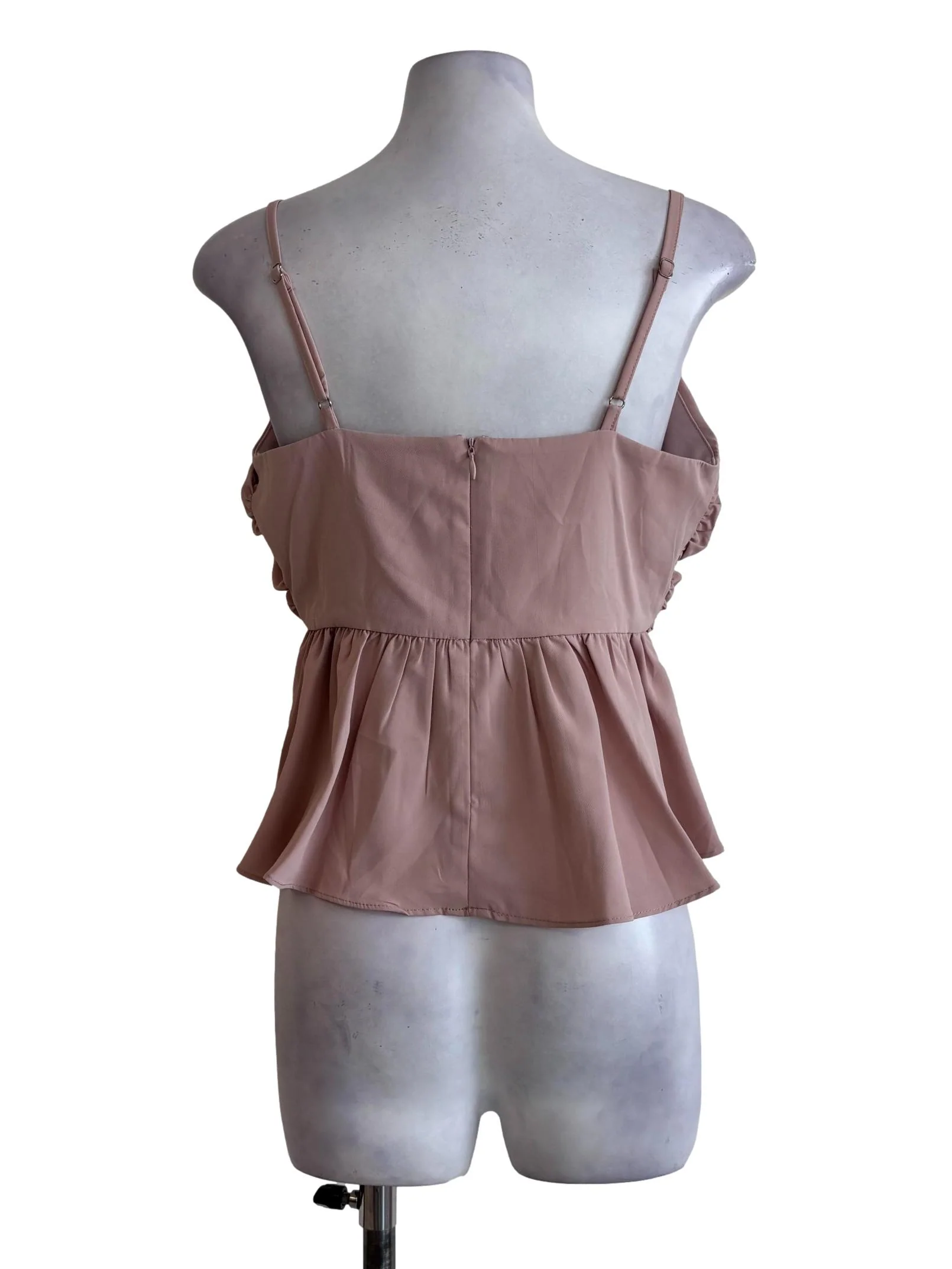 Nude Pink Sweetheart Neckline Smocked Top - Image 2