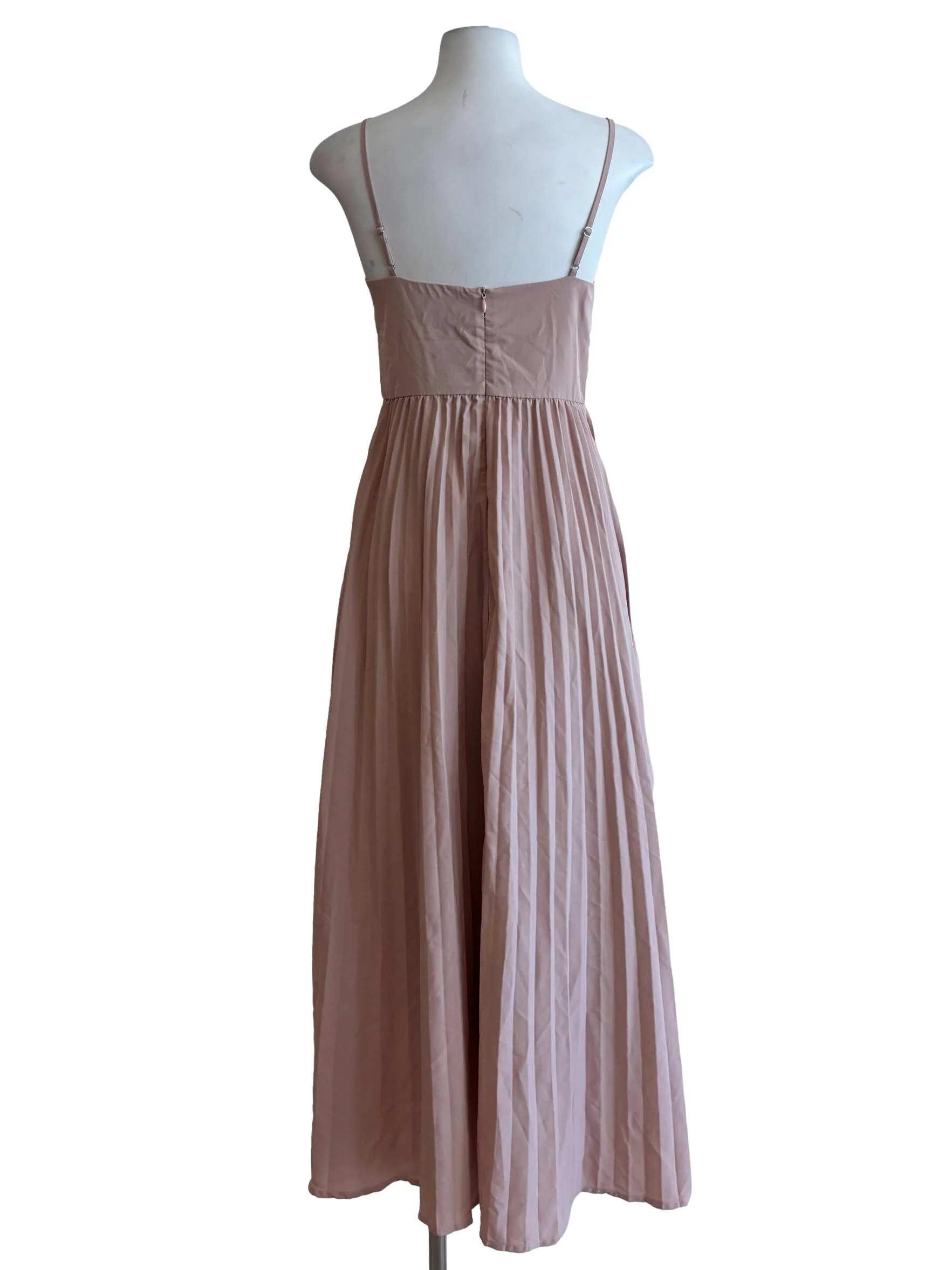 Nude Pink Sweetheart Pleated Dress - Image 2