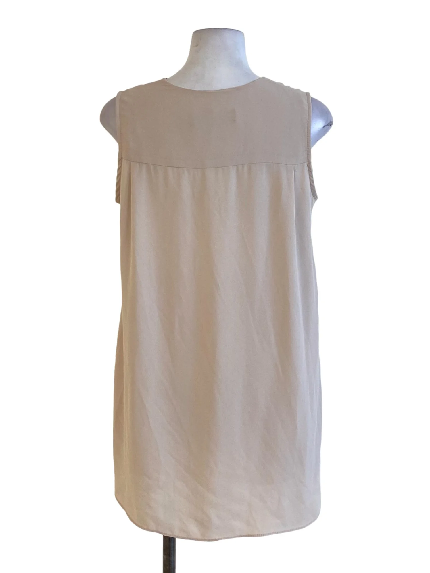 Oat Brown V-Neck Sleeveless Shift Blouse - Image 2