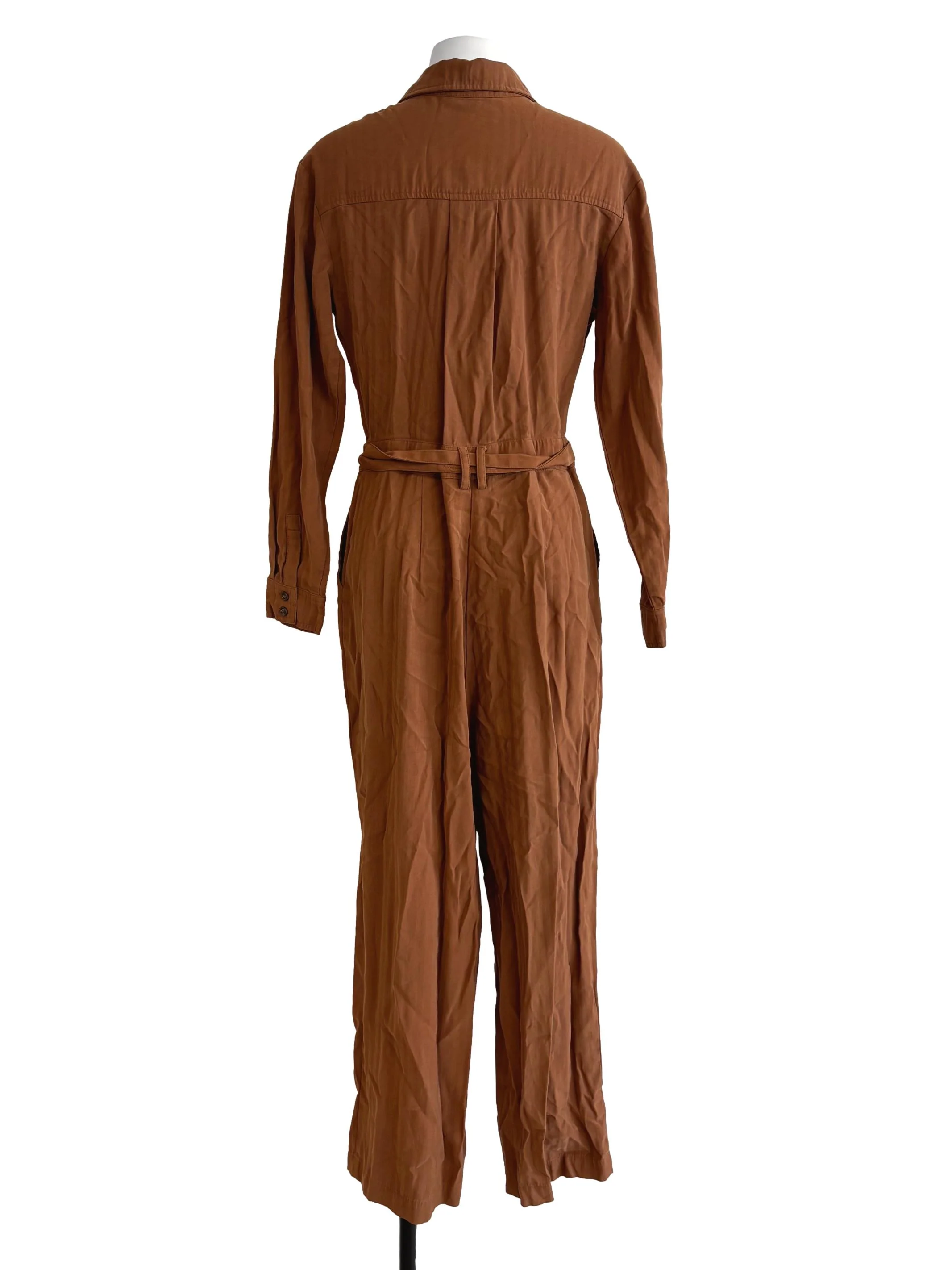 Ochre Brown Buttoned Jumpsuit - Image 2