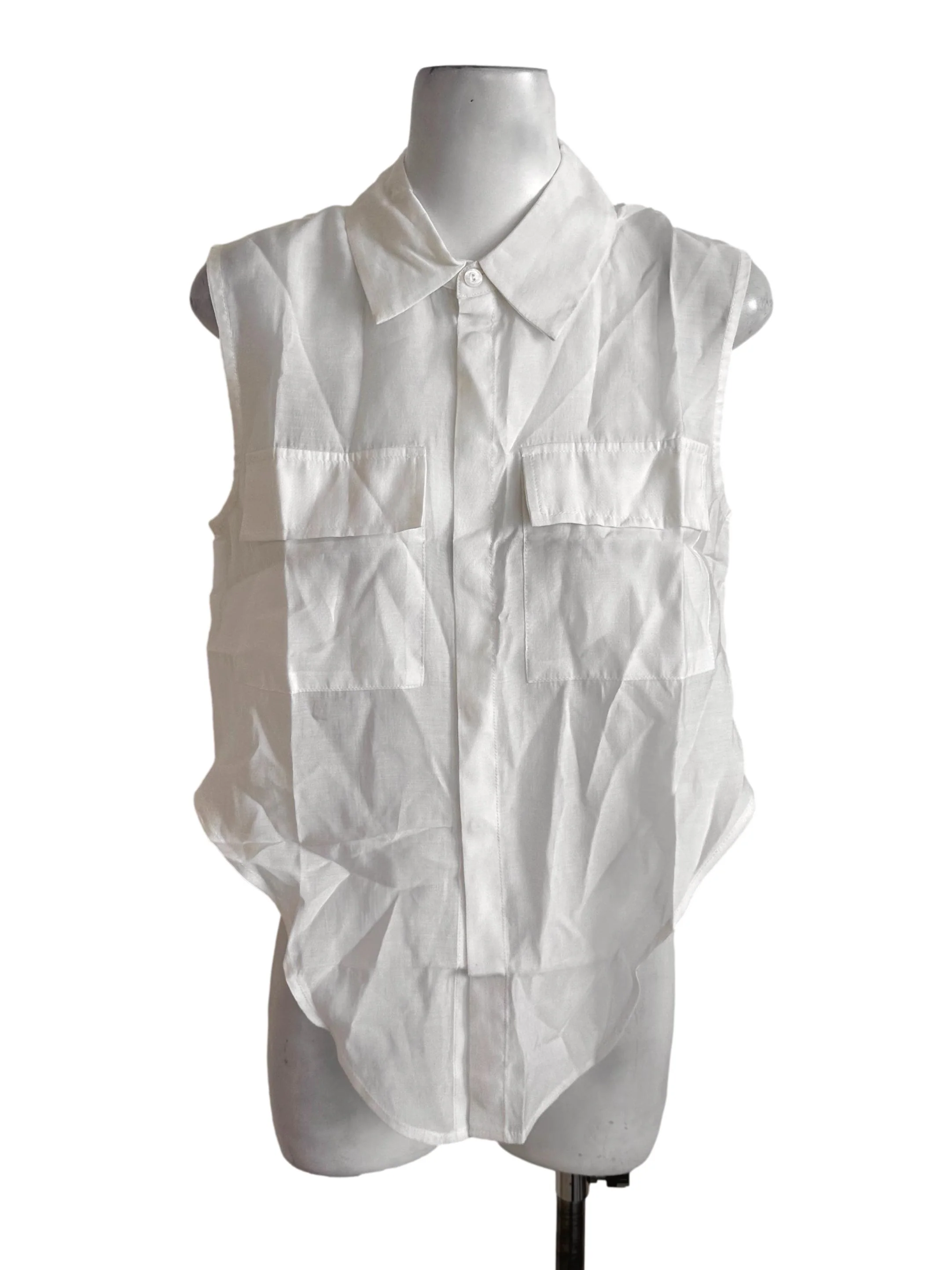Off White Collar Pocket Button Top LB