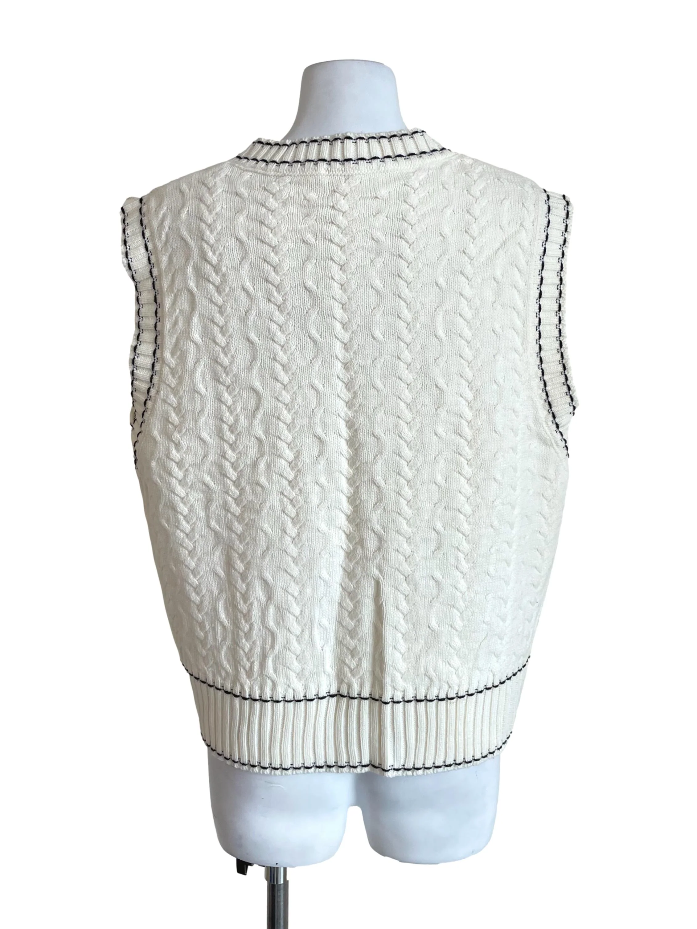 Off White Contrast Stitch Chunky Vest - Image 2