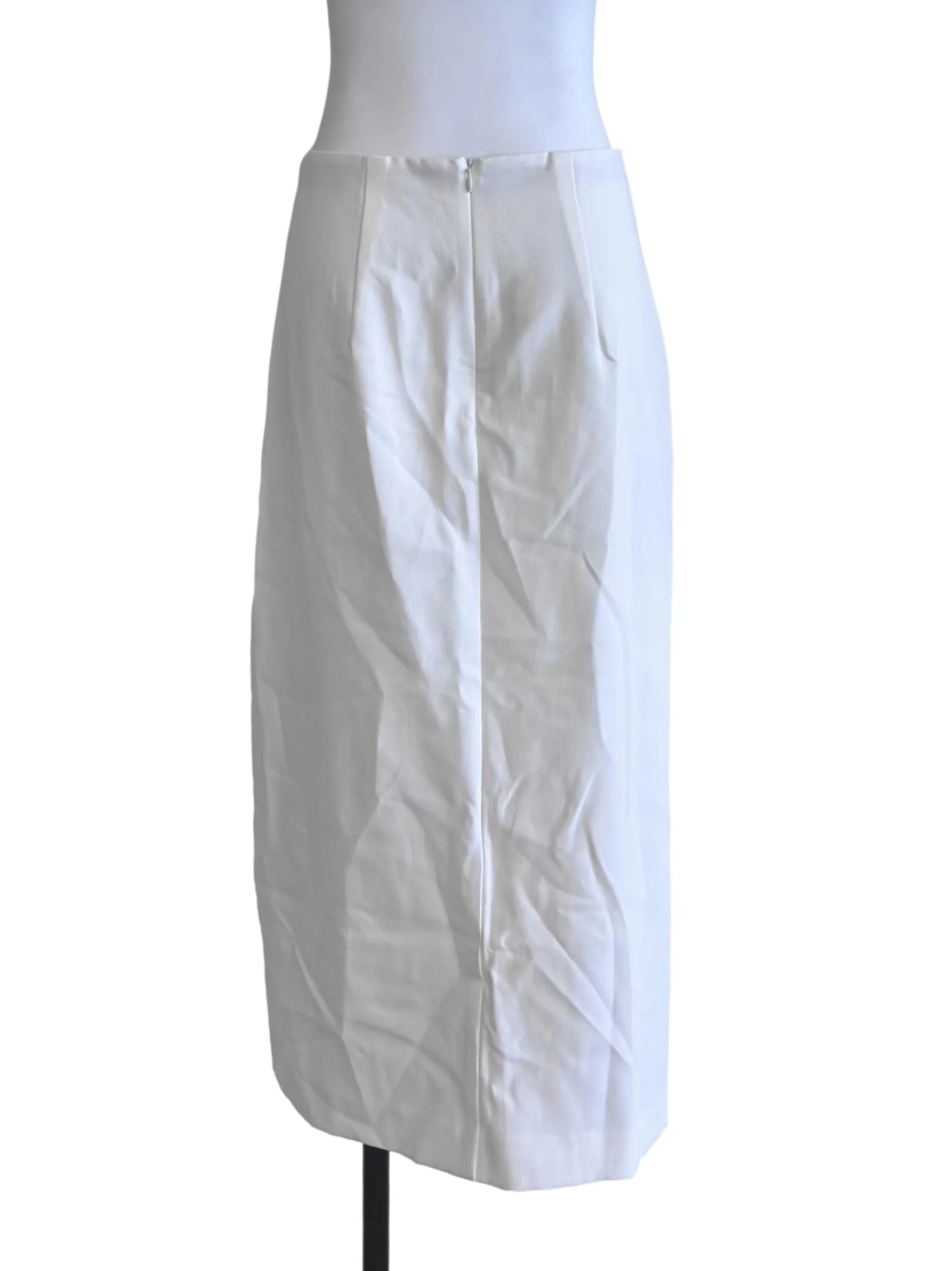 Off White Drape Slit Unlined Skirt - Image 2