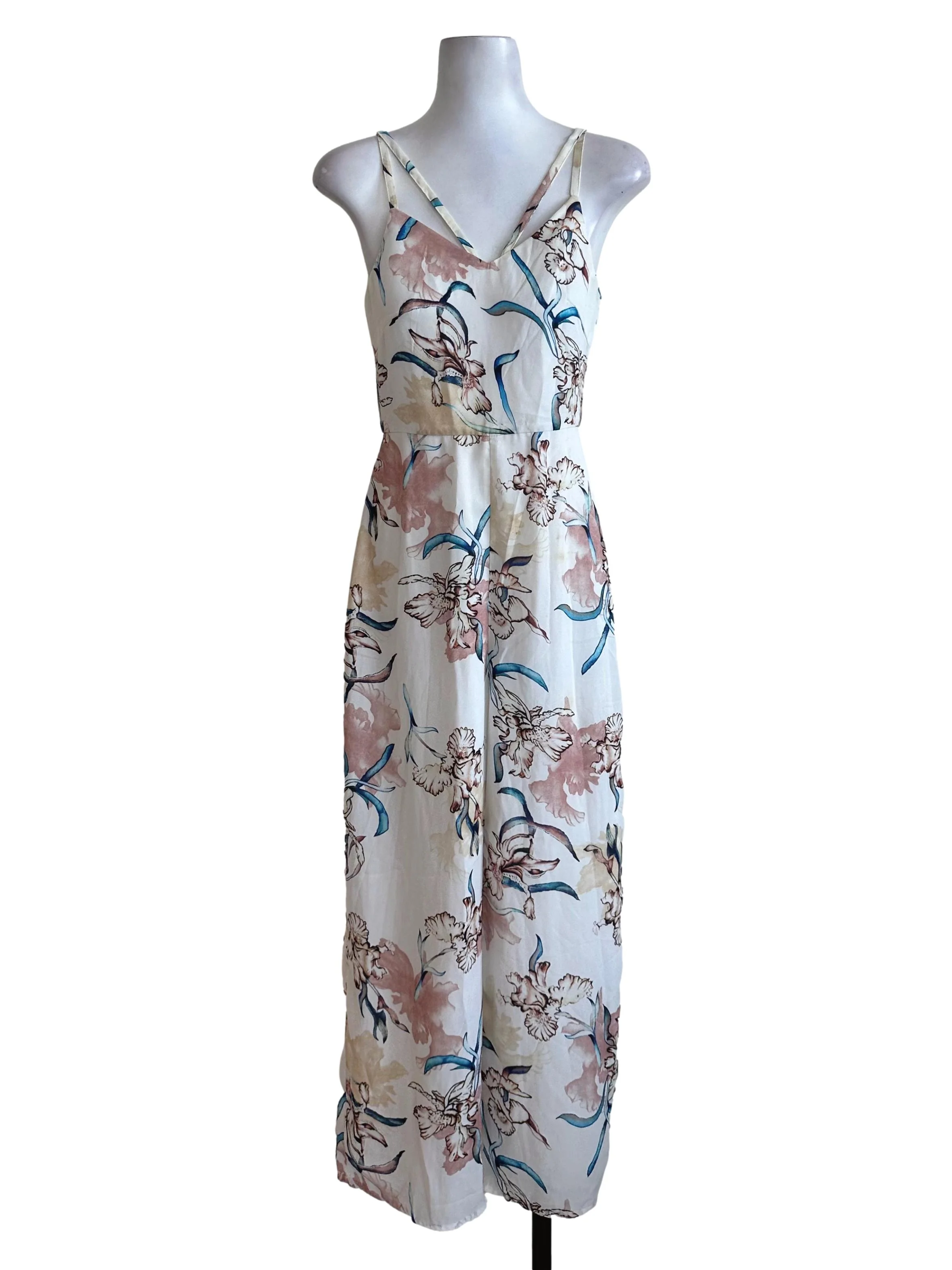 Off White Floral Sleeveless Jumpsuit TCL