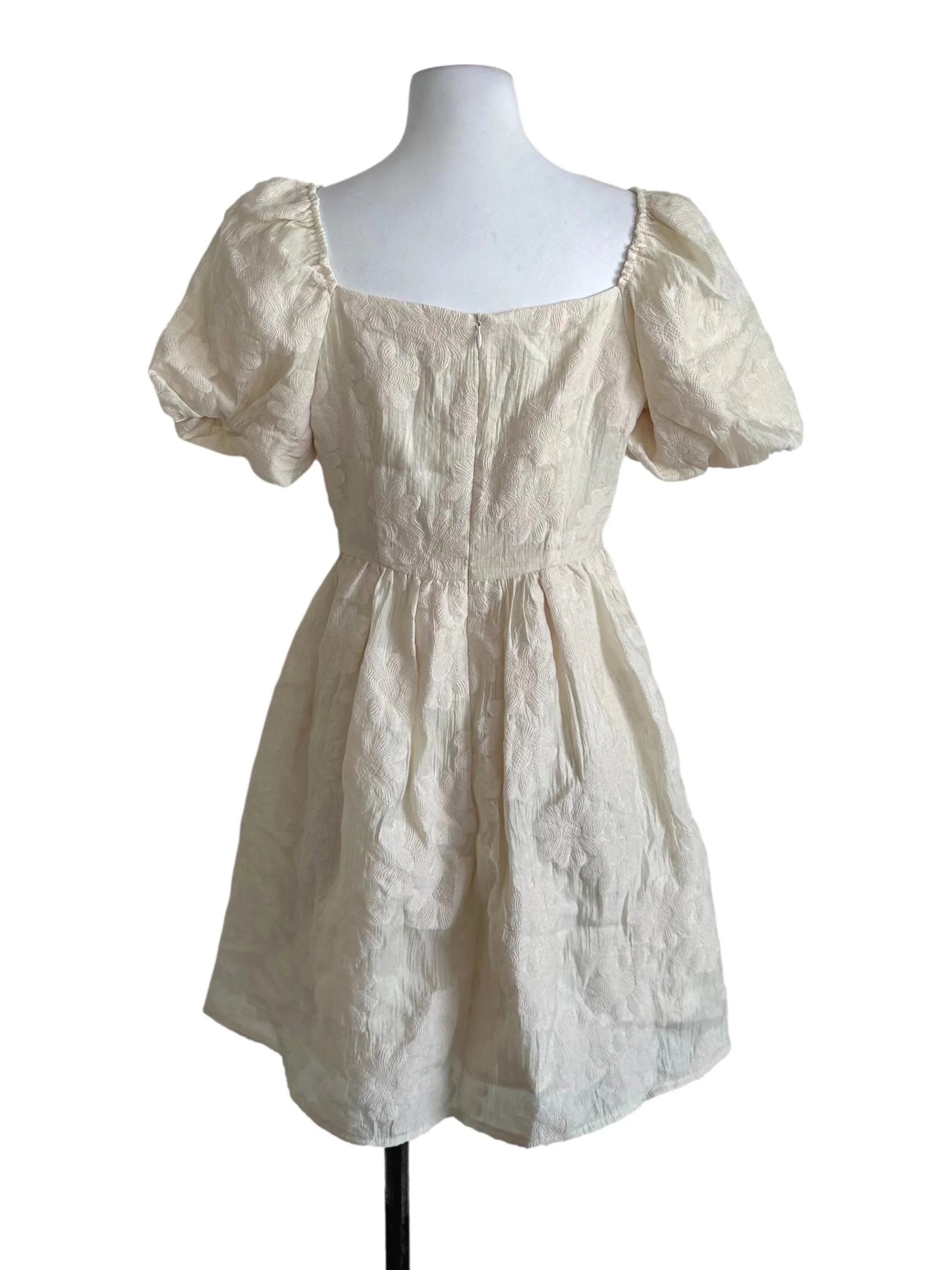 Off White Floral Textured Dress - Image 2