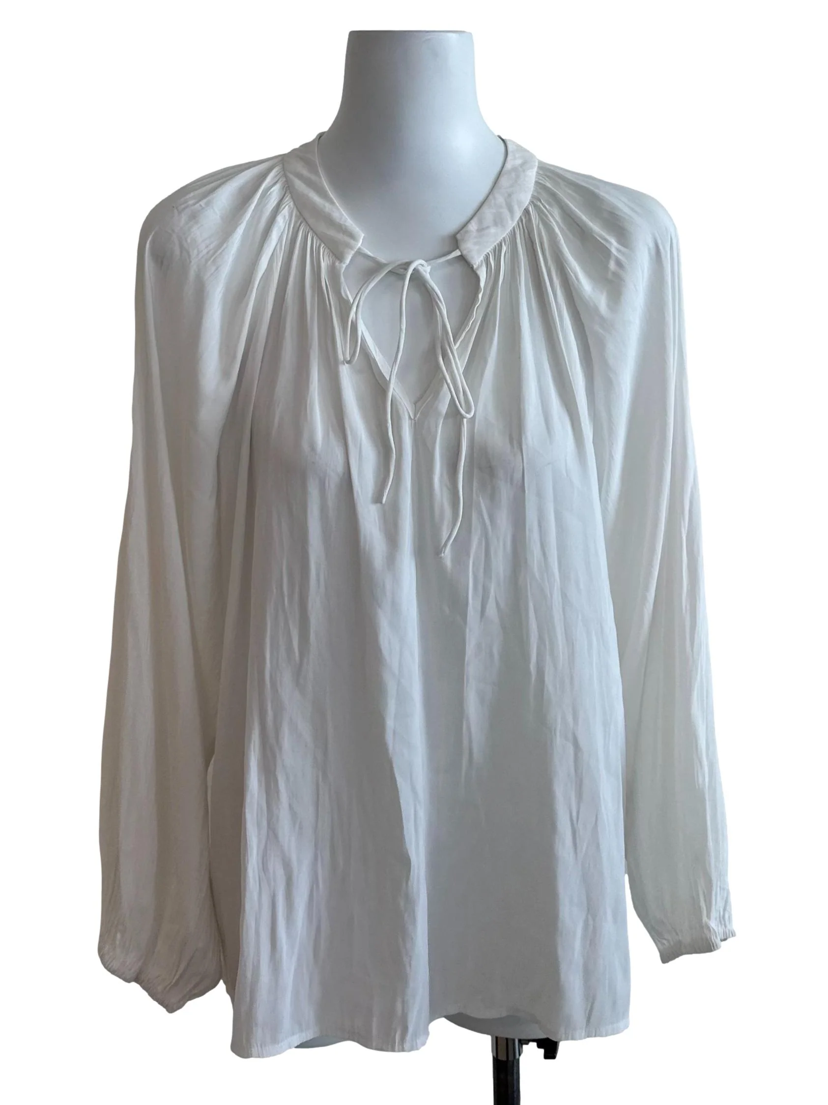 Off White Front Tie Blouse