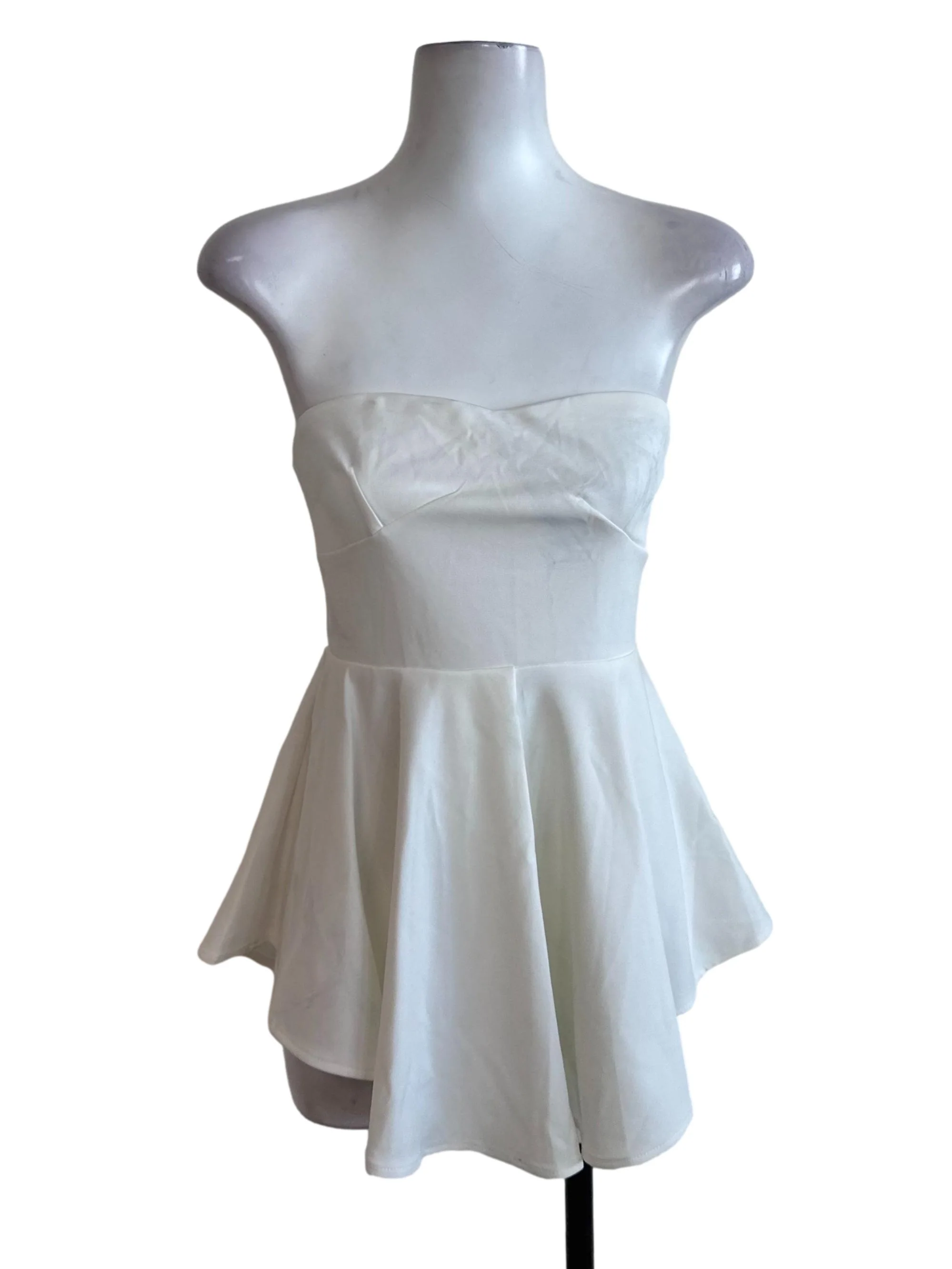 Off White Peplum Tube Top