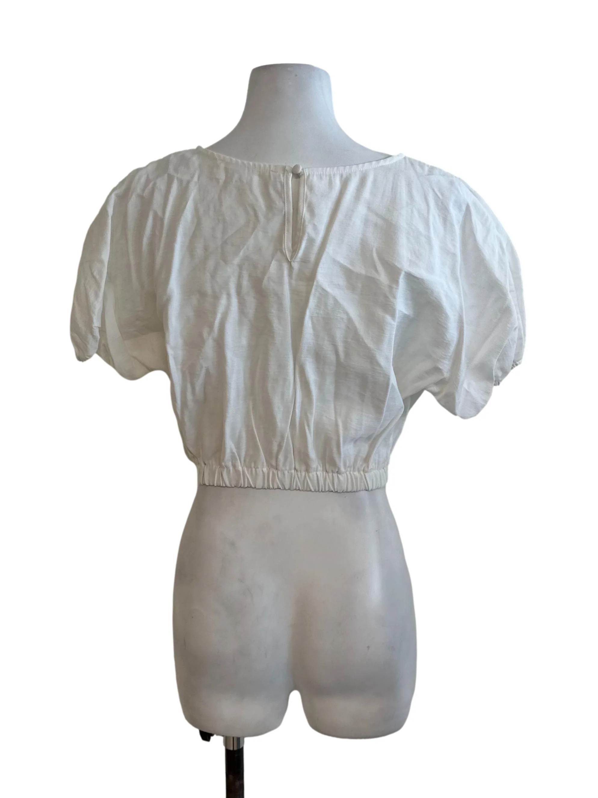 Off White Round Elastic Waist Top - Image 2