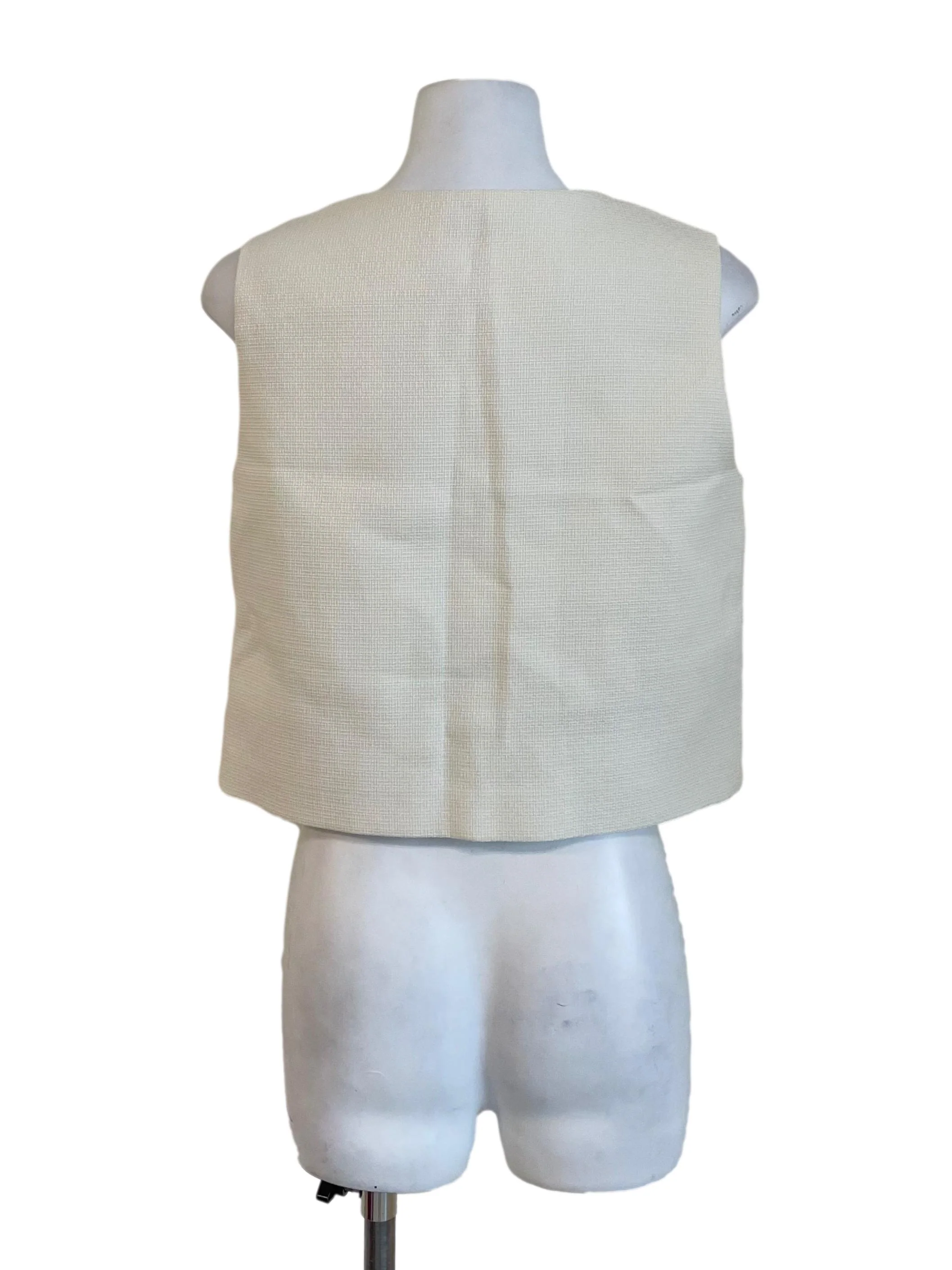 Off White Round Neck Button Down Top - Image 2