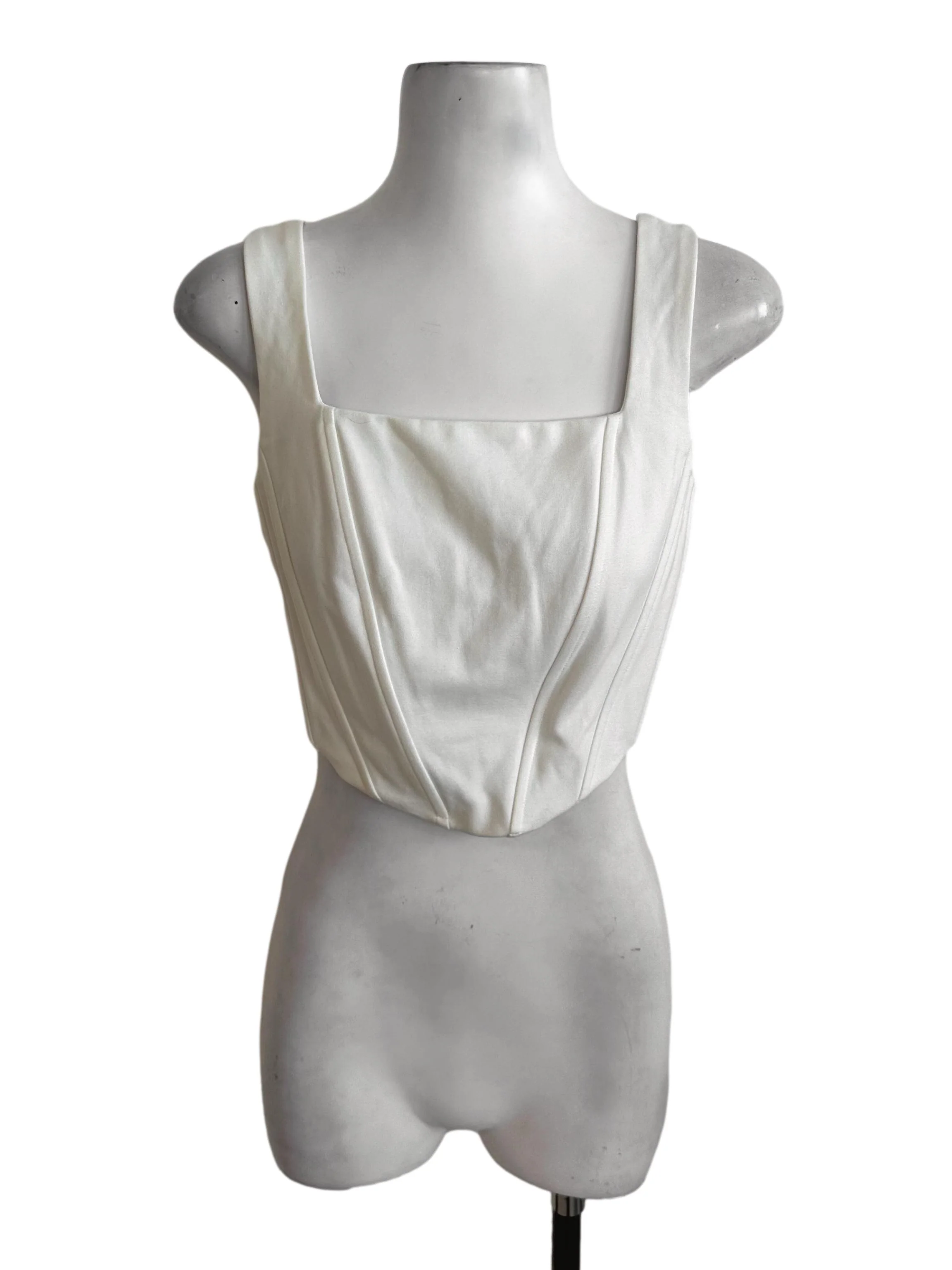 Off White Square Neck Panel Top