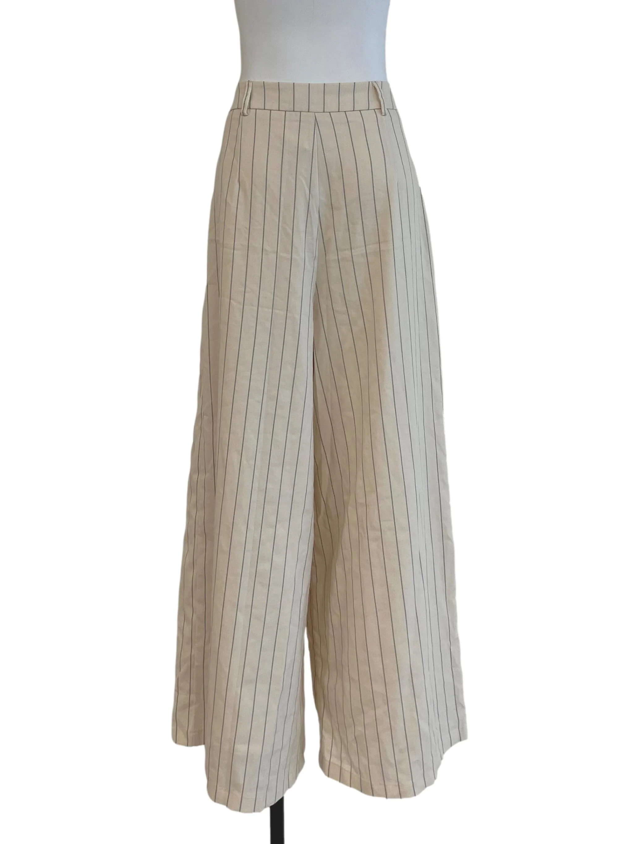 Off White Striped Wide Leg Pants - Image 2