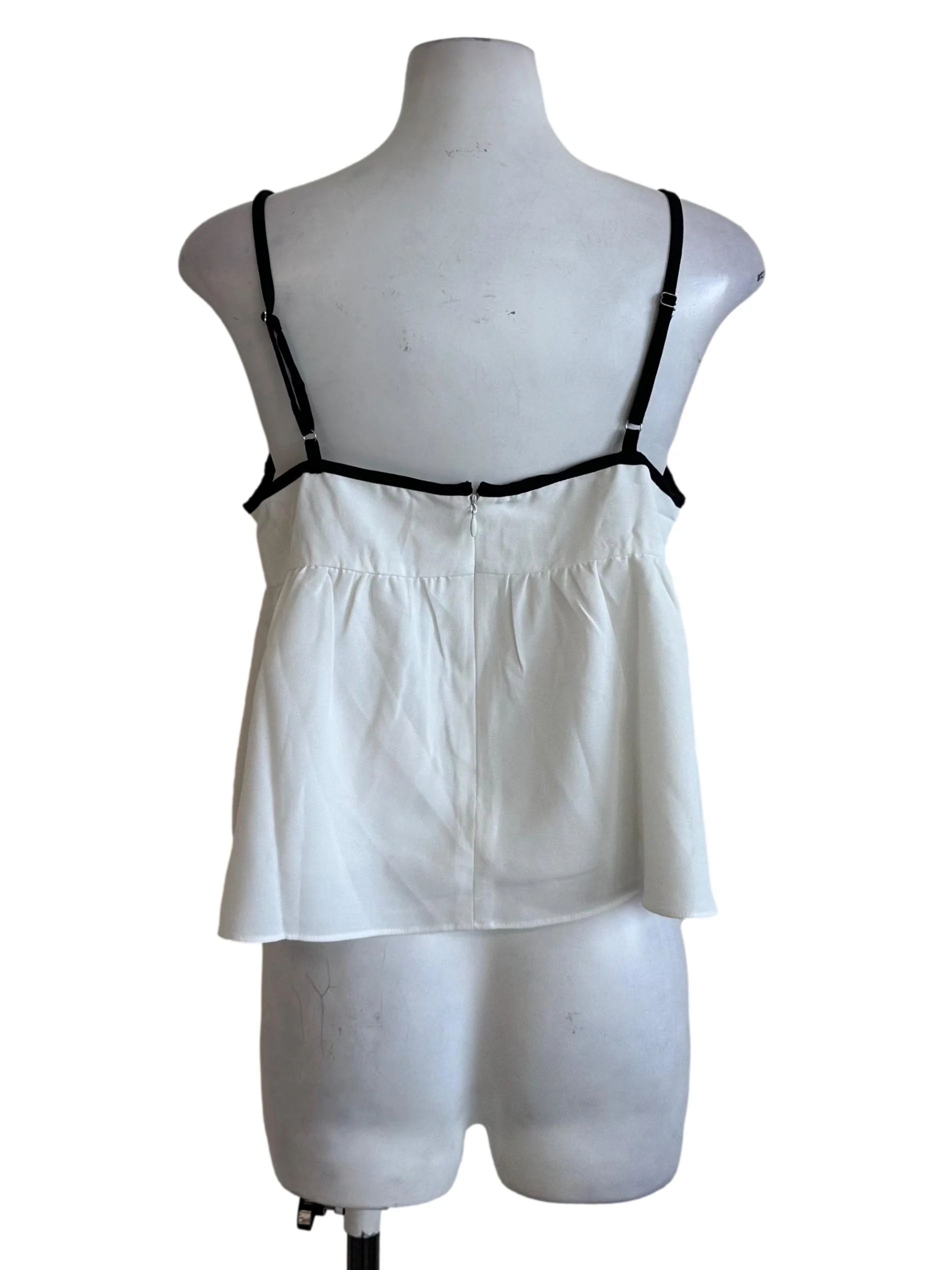 Off White V Neck Peplum Top - Image 2