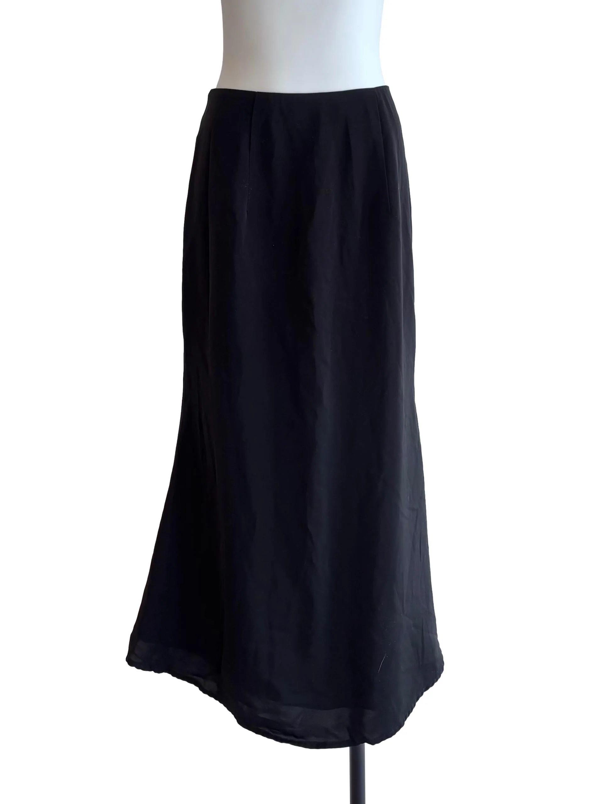 Oil Black Satin Skirt