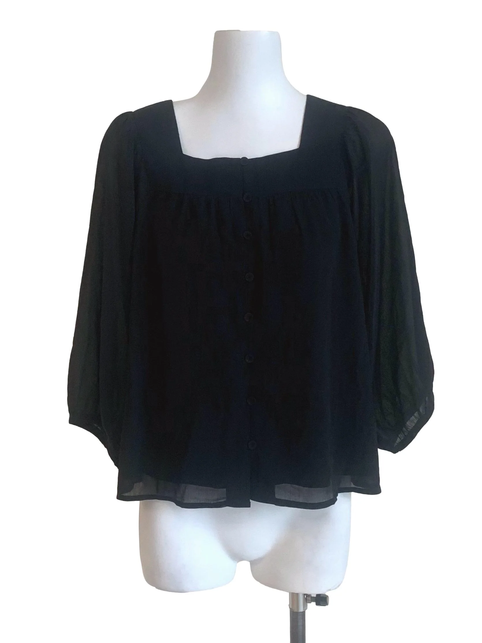 Oil Black Square Neck Bishop Sleeves TCL