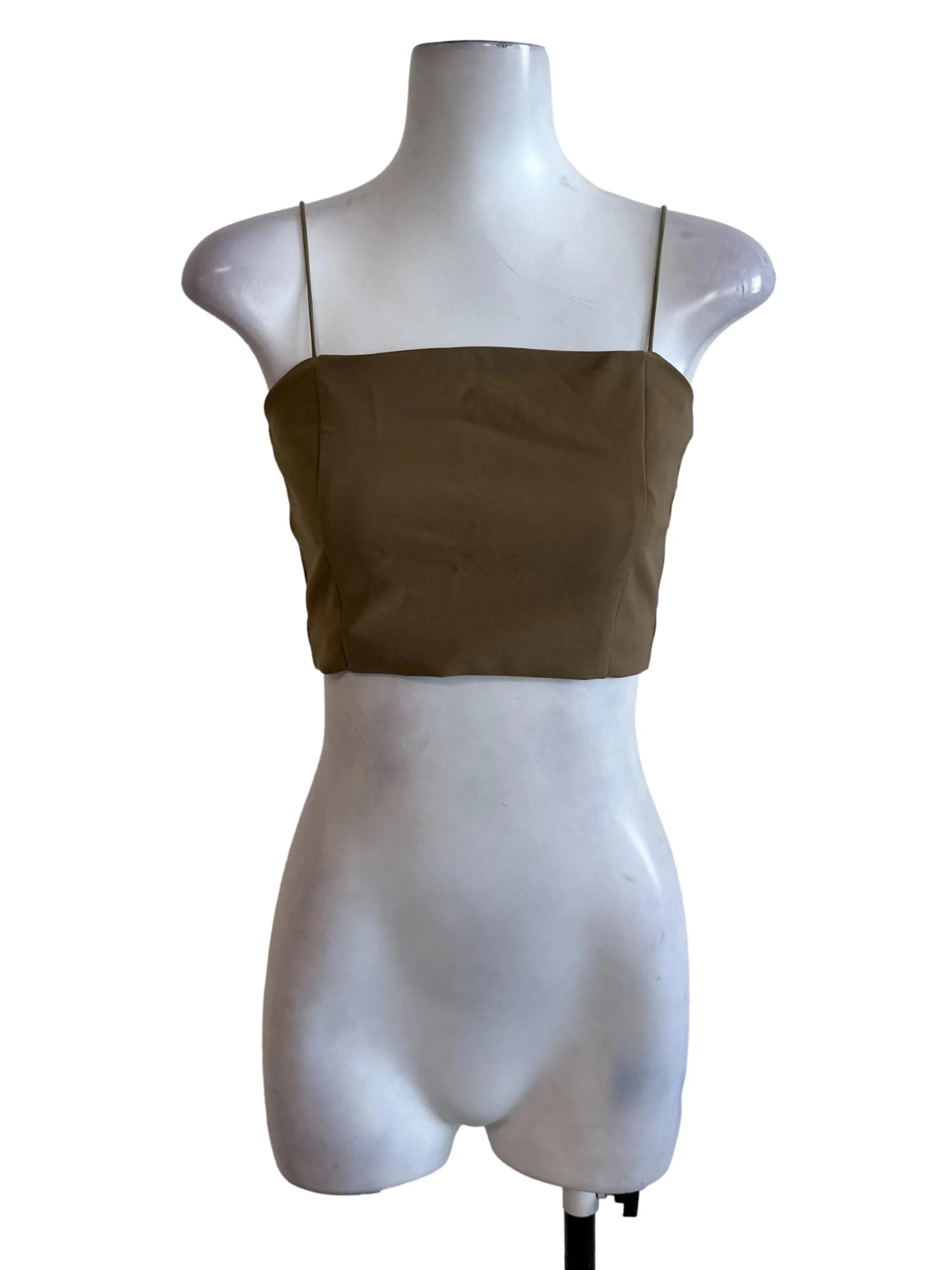 Olive Brown Spaghetti Strap Square Neck Top