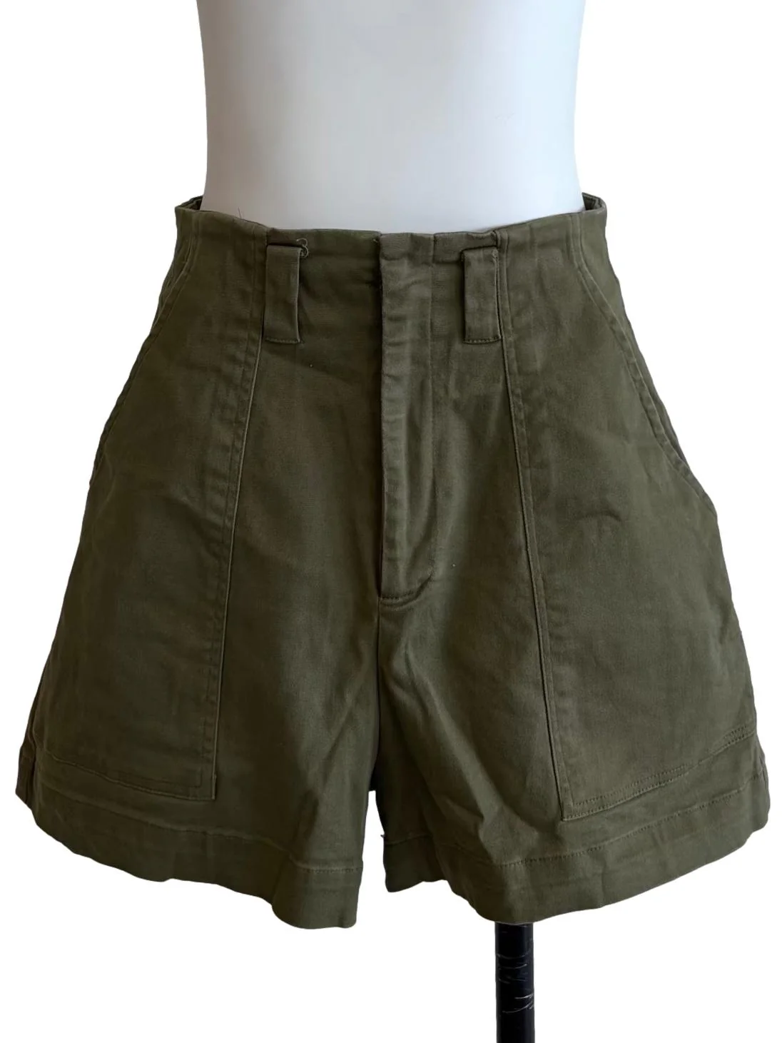 Olive Green Cotton Shorts